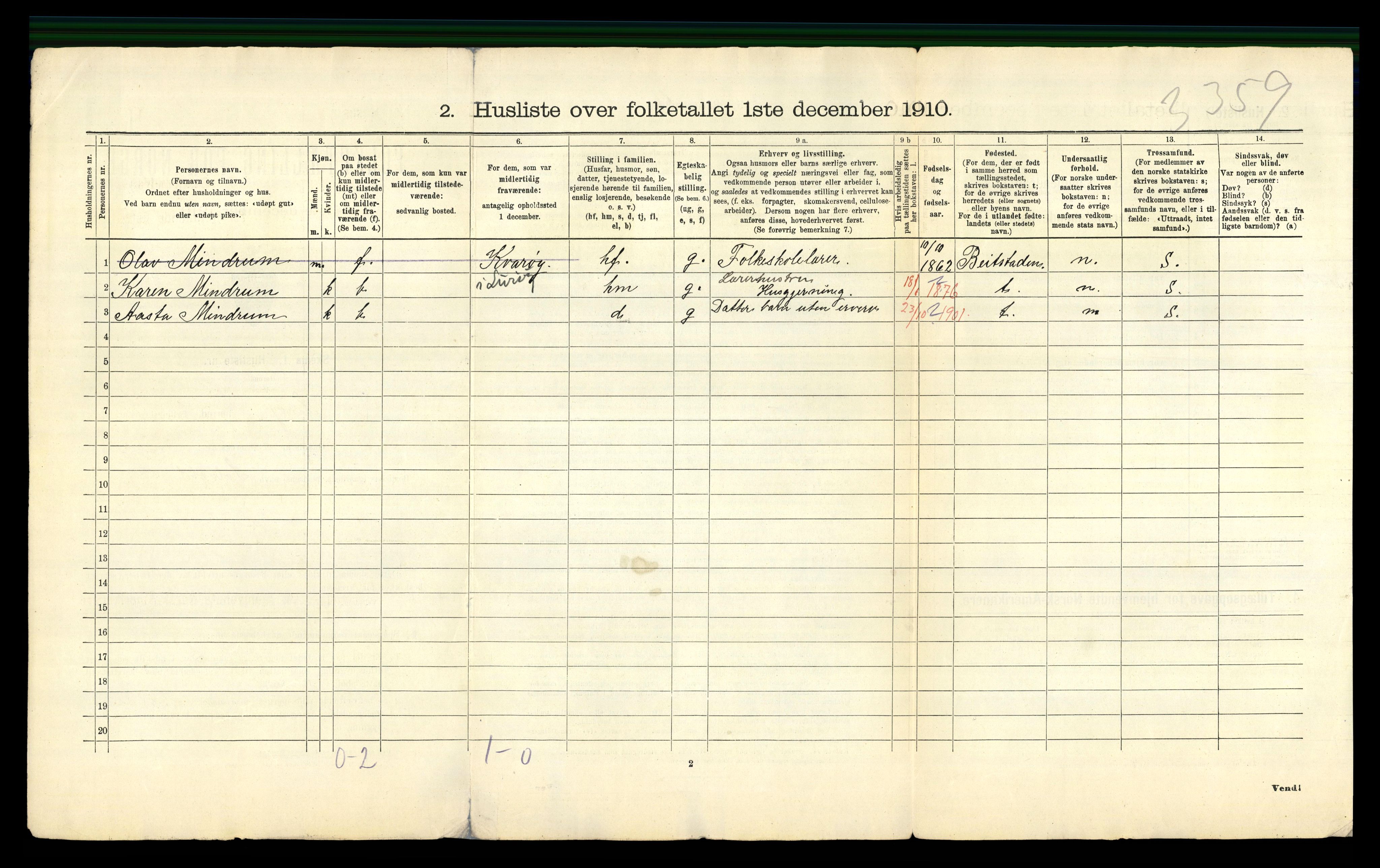 RA, 1910 census for Lurøy, 1910, p. 33