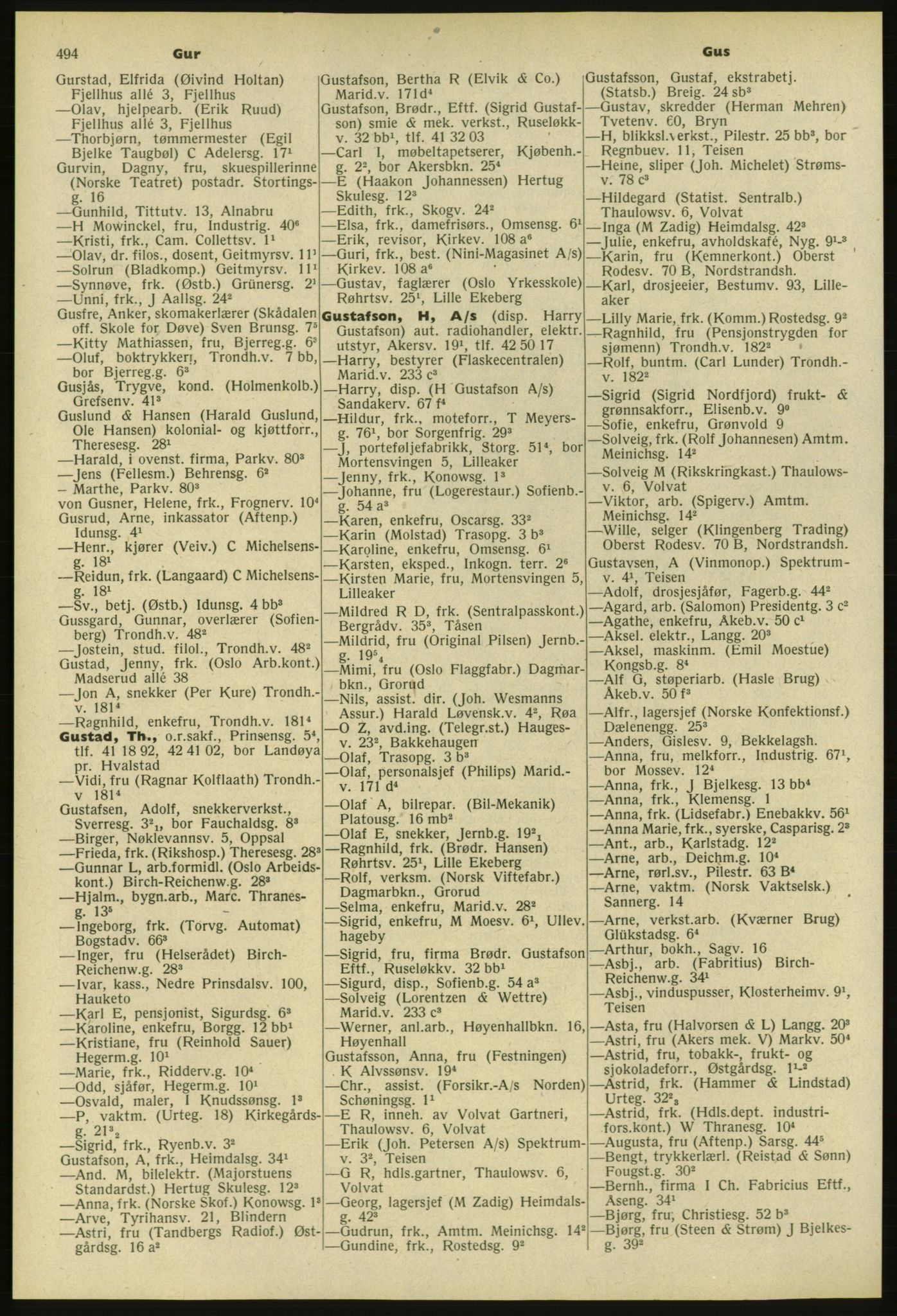 Kristiania/Oslo adressebok, PUBL/-, 1953, p. 494