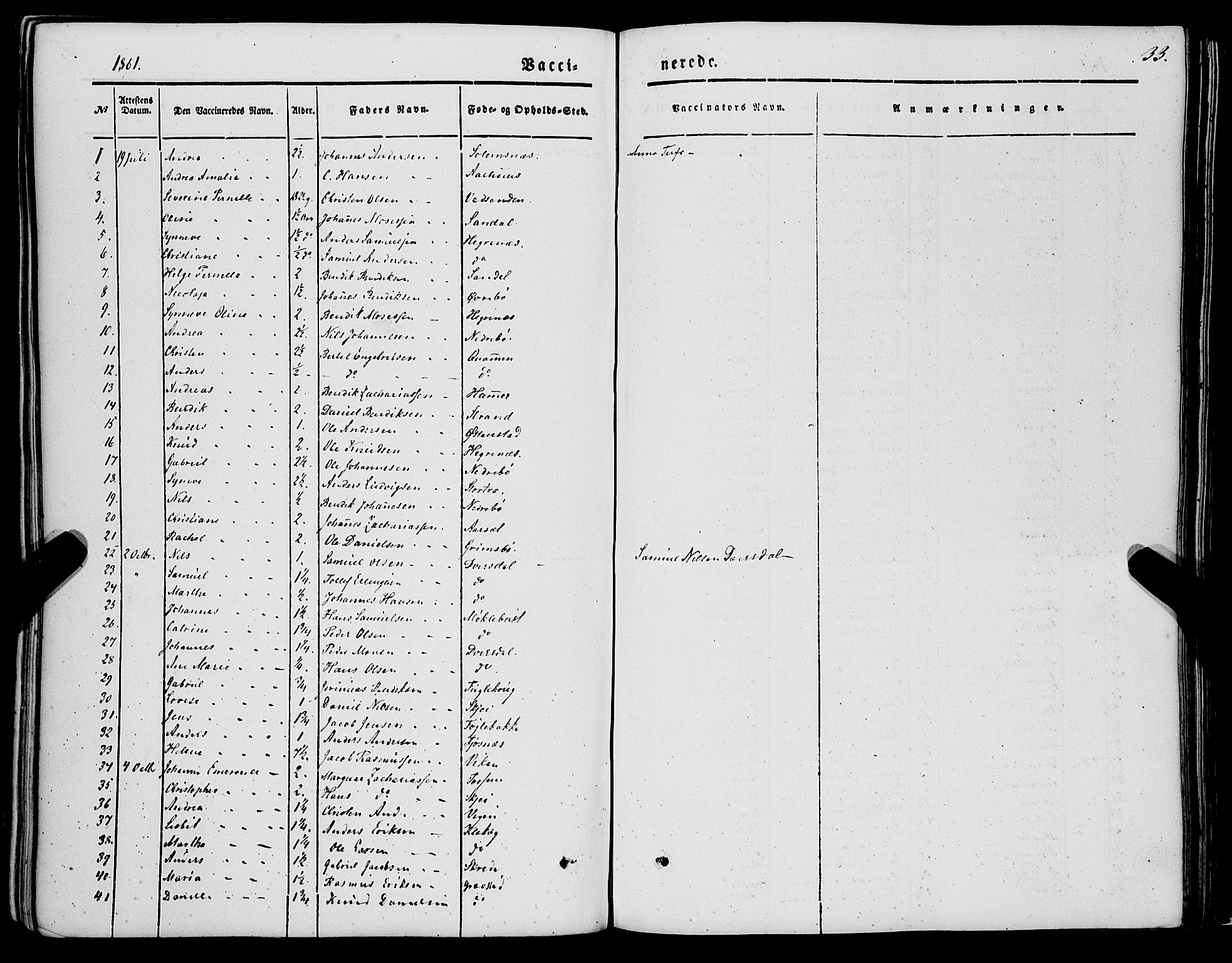 Jølster sokneprestembete, AV/SAB-A-80701/H/Haa/Haaa/L0010: Parish register (official) no. A 10, 1847-1865, p. 33