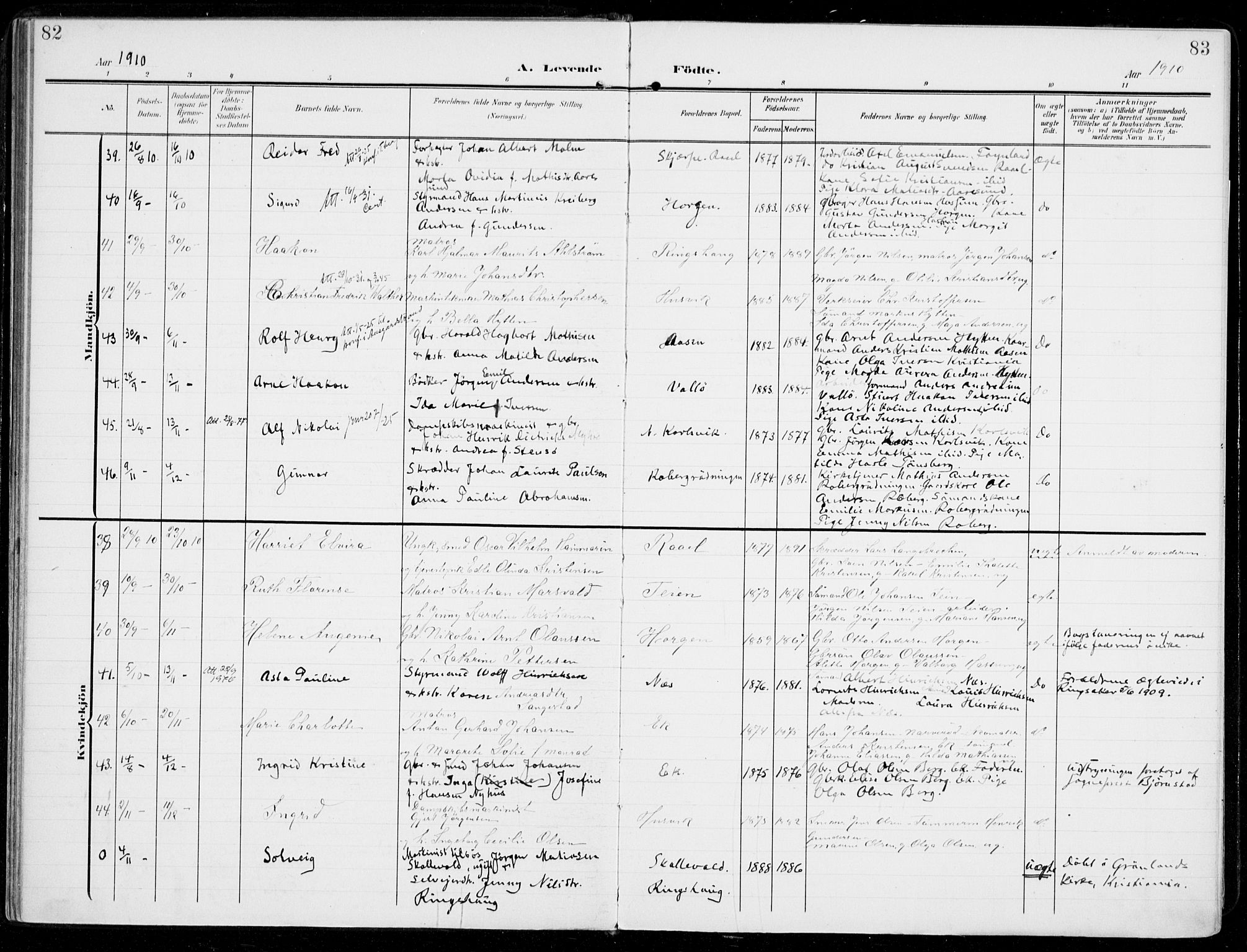 Sem kirkebøker, SAKO/A-5/F/Fb/L0006: Parish register (official) no. II 6, 1905-1918, p. 82-83