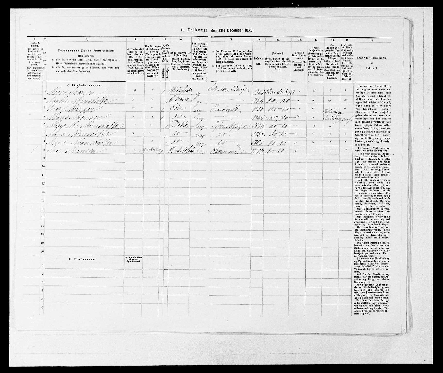 SAB, 1875 census for 1251P Bruvik, 1875, p. 468