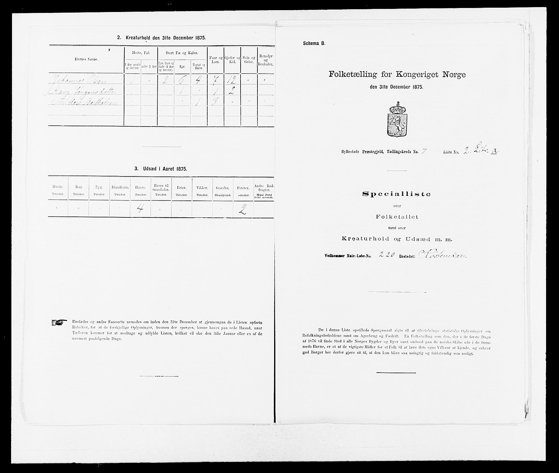 SAB, 1875 census for 1413P Hyllestad, 1875, p. 710