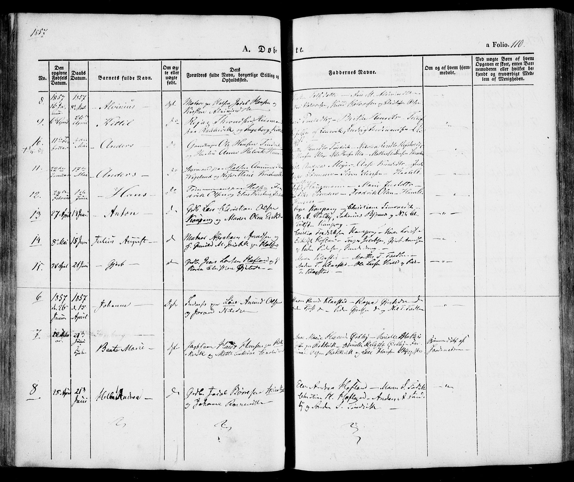 Tjølling kirkebøker, SAKO/A-60/F/Fa/L0006: Parish register (official) no. 6, 1835-1859, p. 110