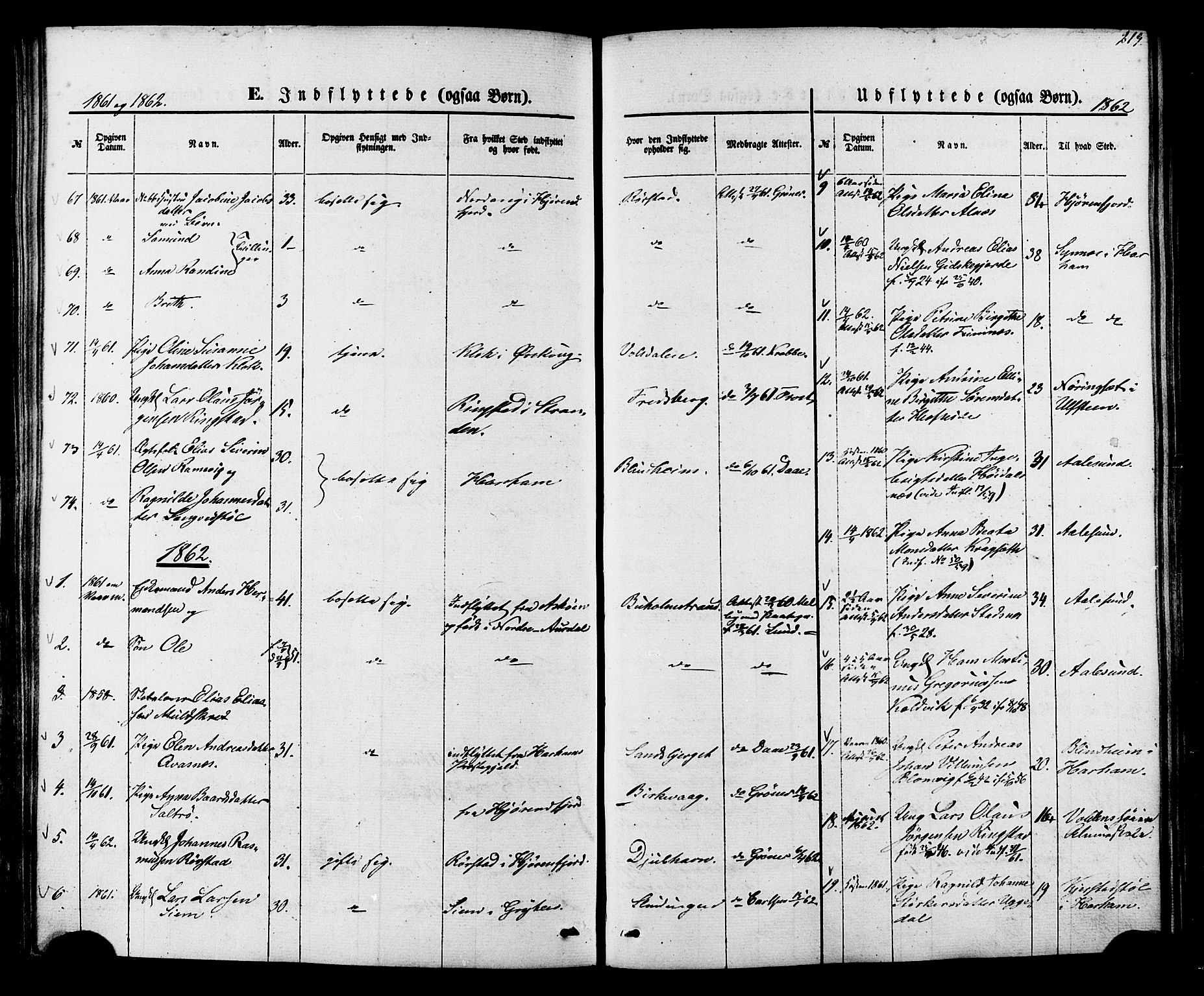 Ministerialprotokoller, klokkerbøker og fødselsregistre - Møre og Romsdal, AV/SAT-A-1454/528/L0398: Parish register (official) no. 528A09, 1858-1864, p. 219