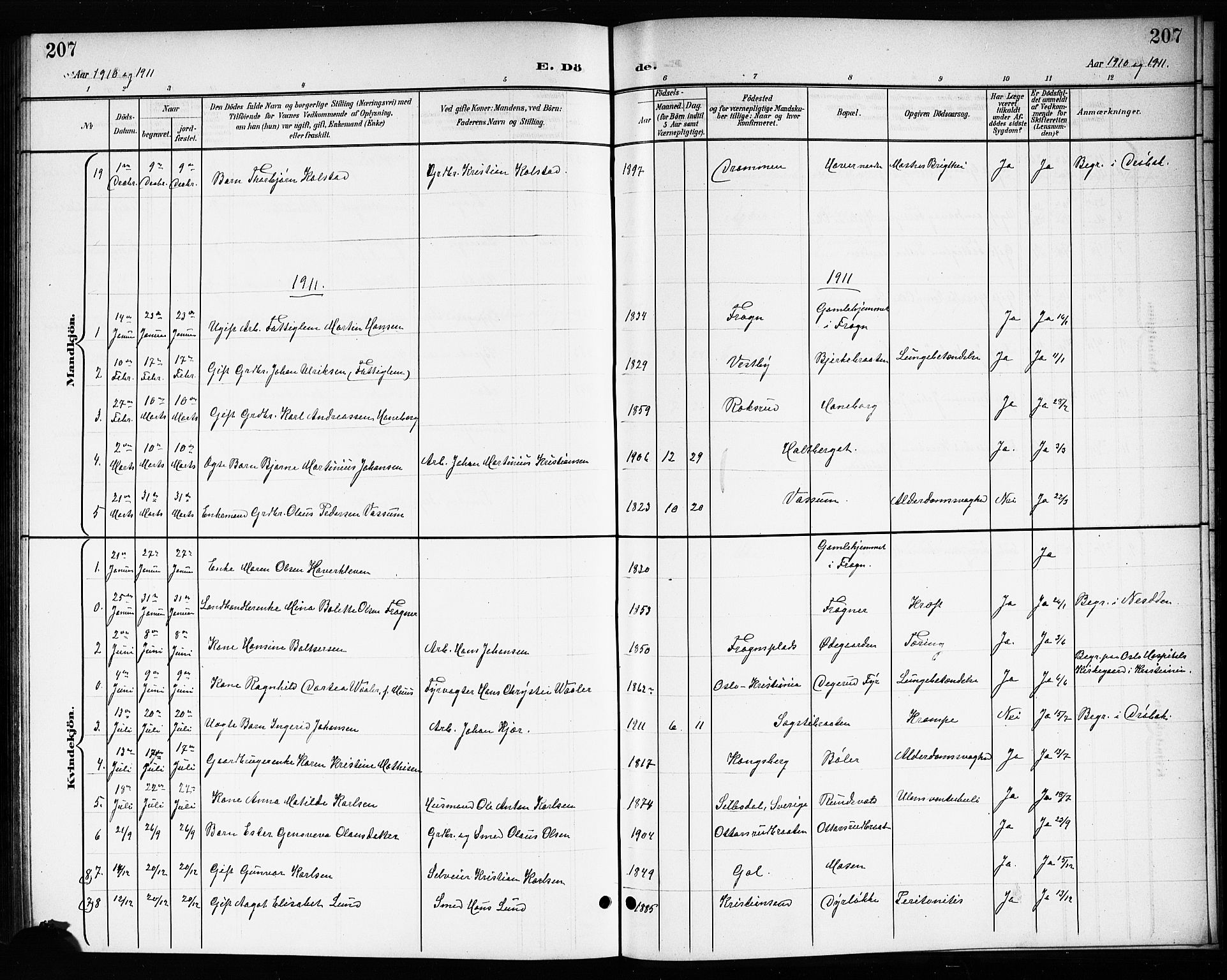 Drøbak prestekontor Kirkebøker, SAO/A-10142a/G/Gb/L0001: Parish register (copy) no. II 1, 1901-1919, p. 207