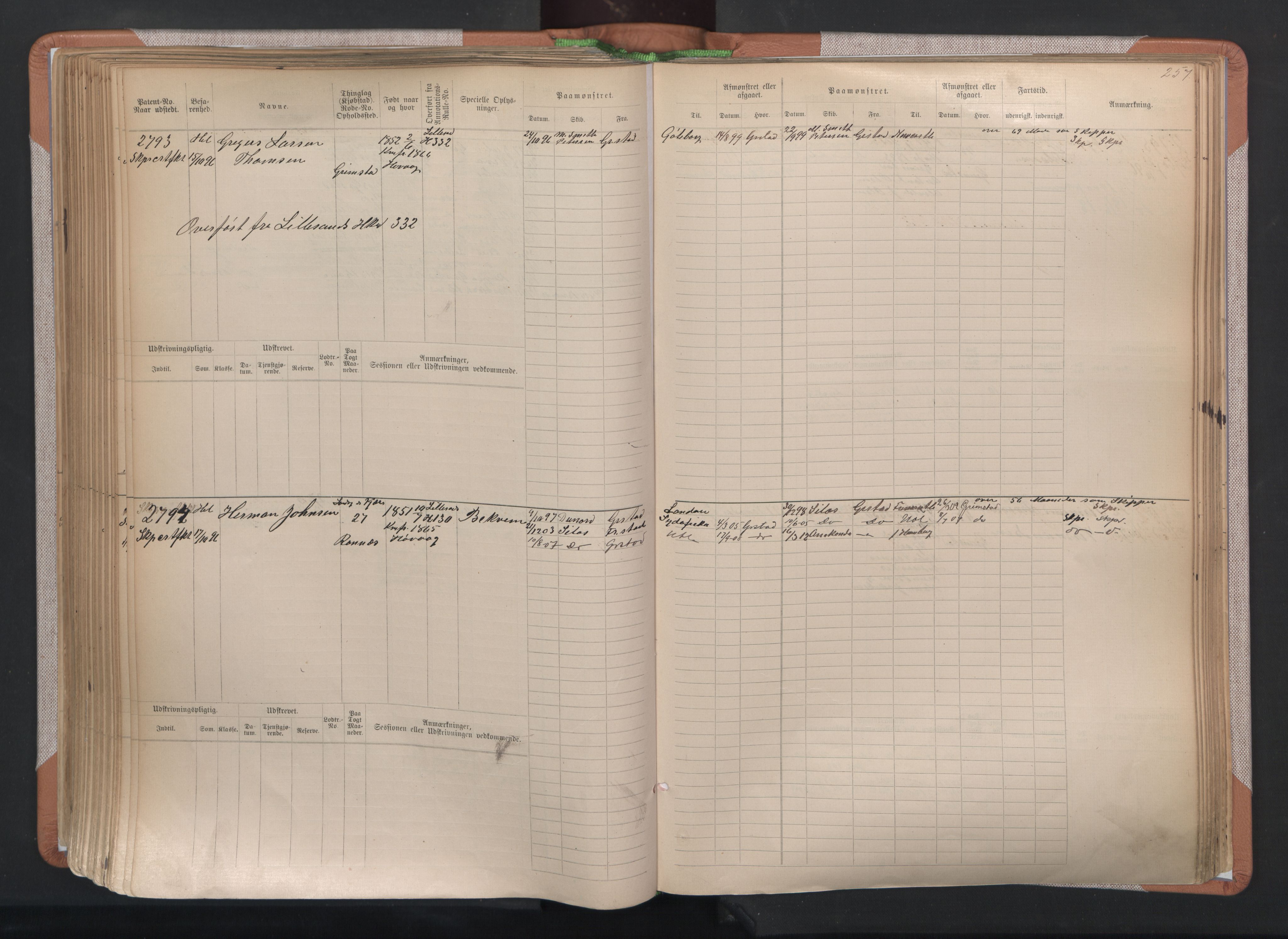 Grimstad mønstringskrets, AV/SAK-2031-0013/F/Fb/L0004: Hovedrulle A nr 2277-3042, F-7, 1889-1940, p. 265