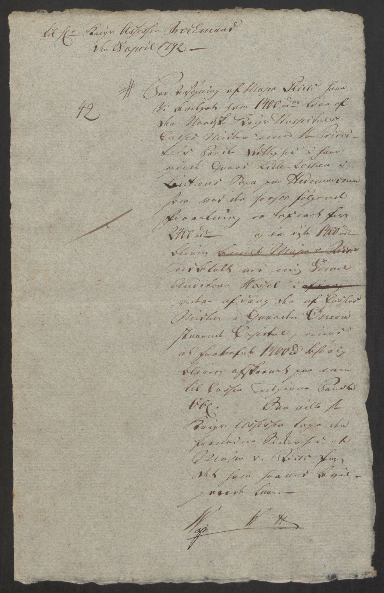 Forsvaret, Den norske kvesthuskasse/krigshospitalkasse, AV/RA-RAFA-1887/F/Fa/L0008: Konsepter, 1790-1793, p. 802