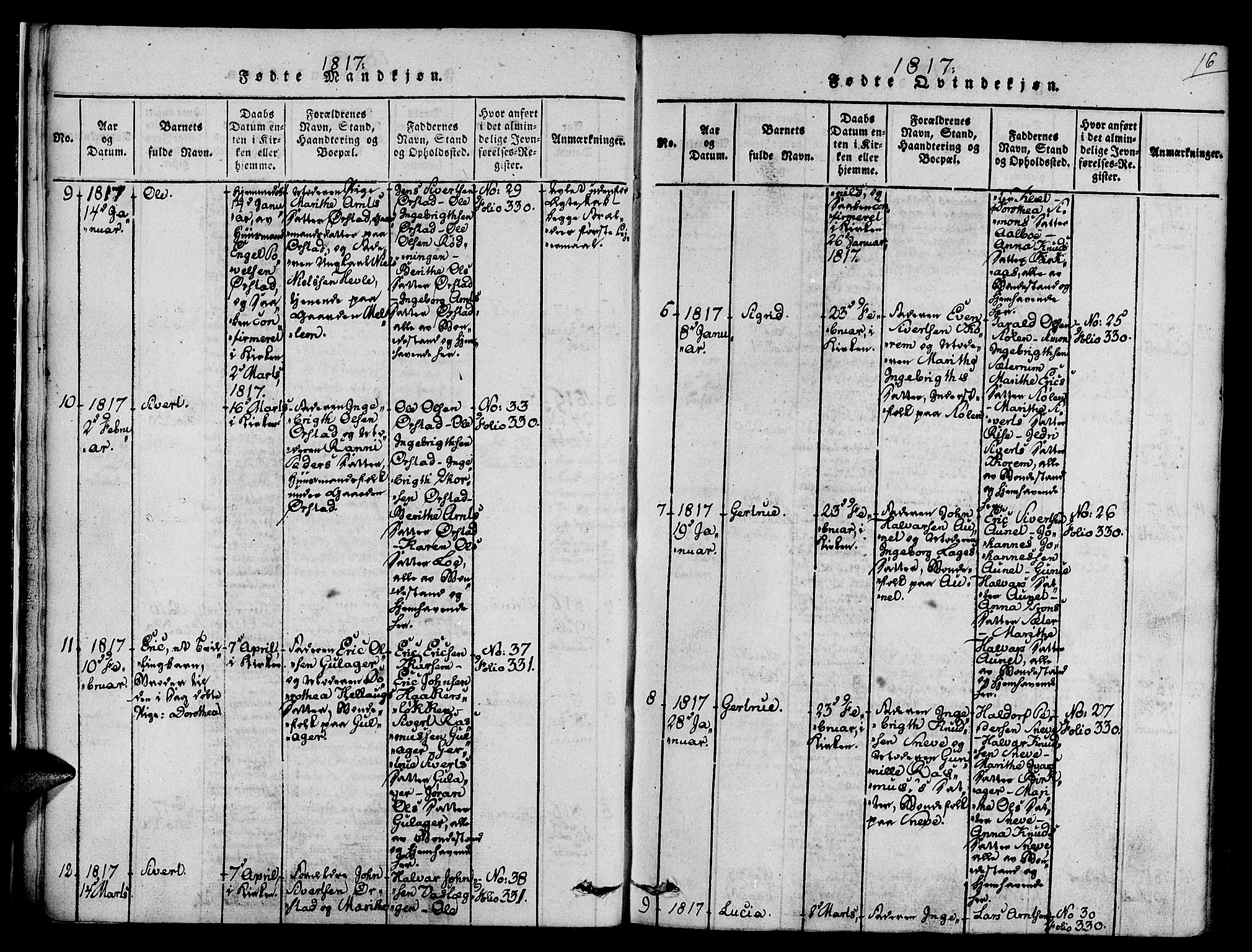 Ministerialprotokoller, klokkerbøker og fødselsregistre - Sør-Trøndelag, AV/SAT-A-1456/678/L0895: Parish register (official) no. 678A05 /1, 1816-1821, p. 16