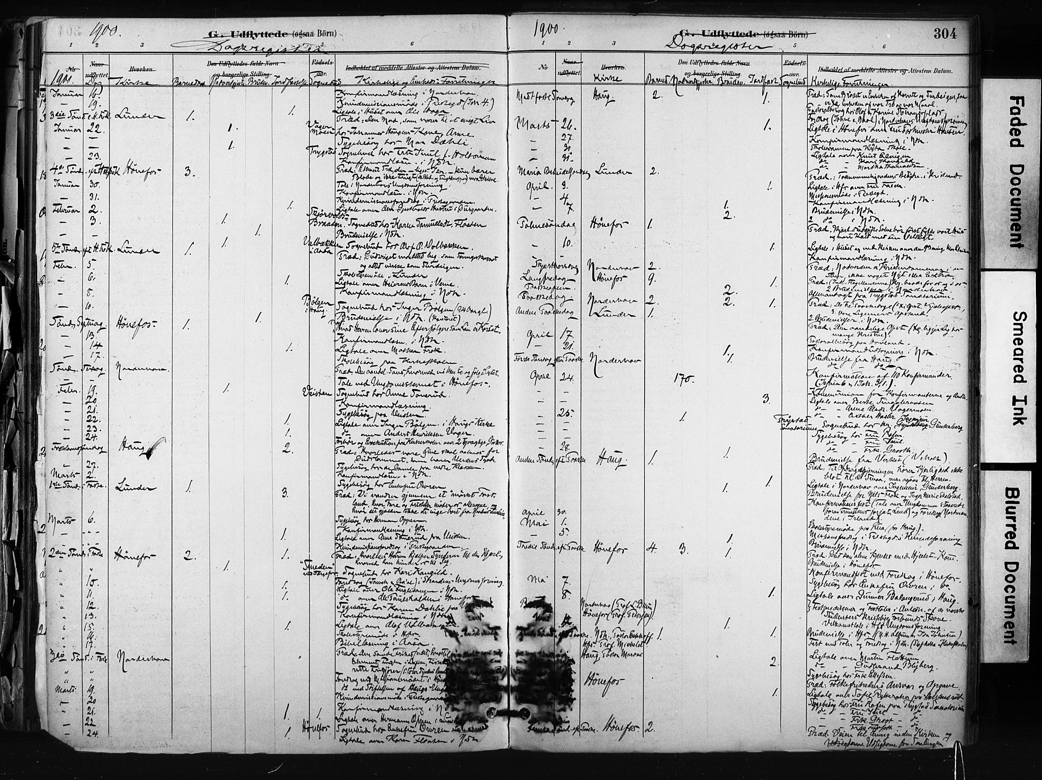 Hønefoss kirkebøker, AV/SAKO-A-609/F/Fa/L0002: Parish register (official) no. 2, 1887-1906, p. 304