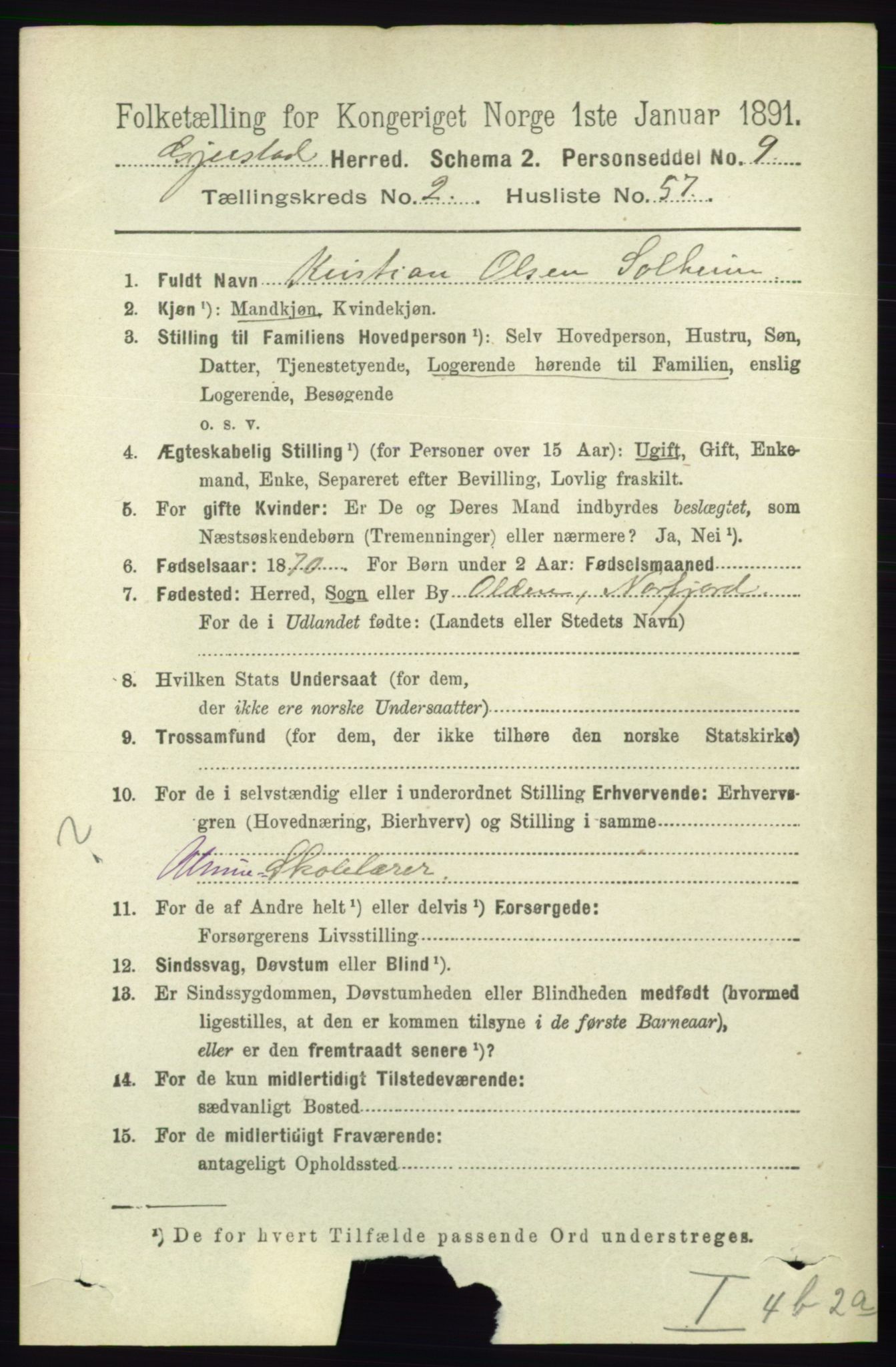 RA, 1891 census for 0911 Gjerstad, 1891, p. 989