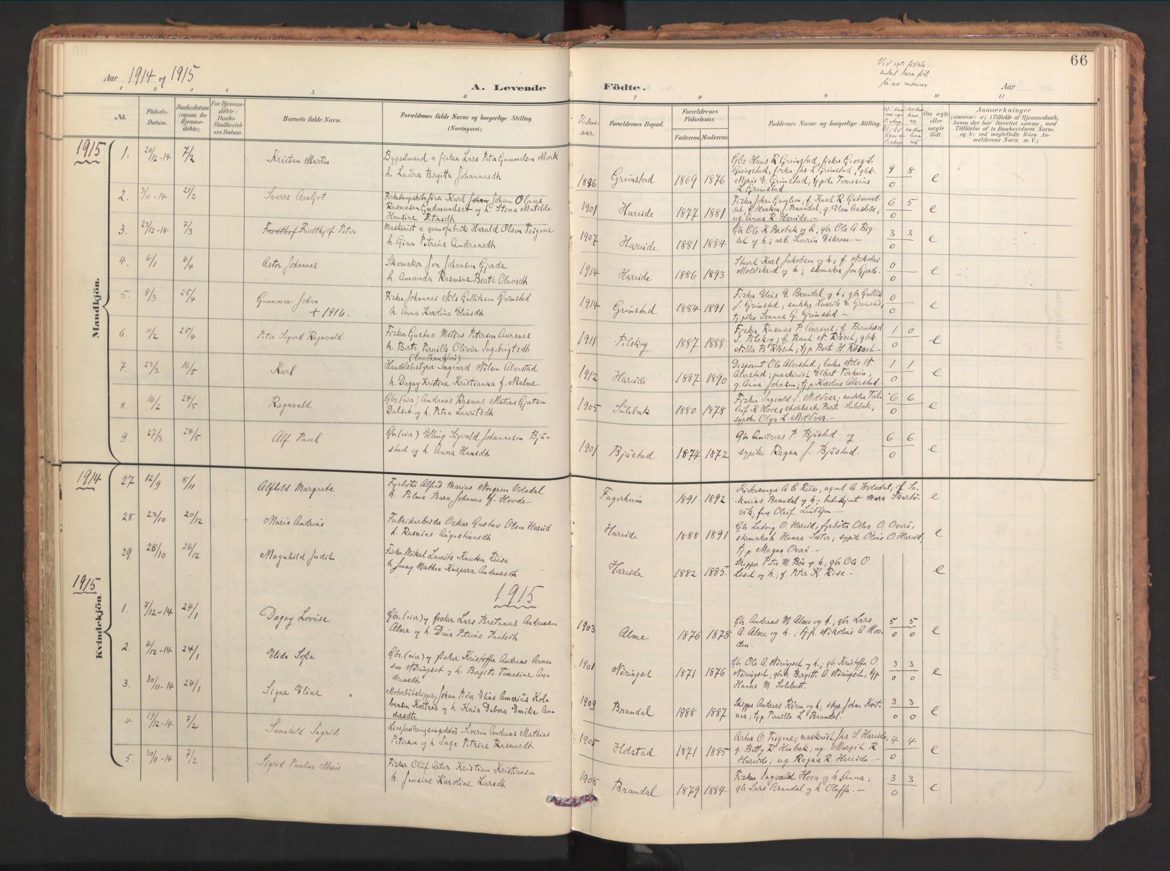 Ministerialprotokoller, klokkerbøker og fødselsregistre - Møre og Romsdal, SAT/A-1454/510/L0123: Parish register (official) no. 510A03, 1898-1922, p. 66
