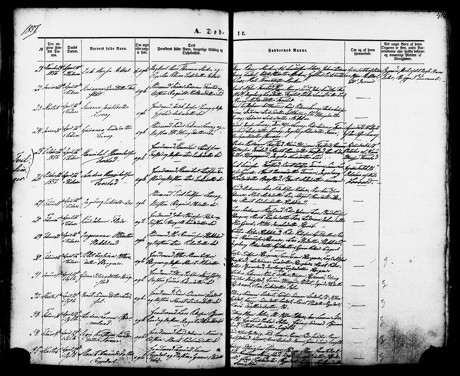 Ministerialprotokoller, klokkerbøker og fødselsregistre - Møre og Romsdal, AV/SAT-A-1454/539/L0529: Parish register (official) no. 539A02, 1848-1872, p. 40