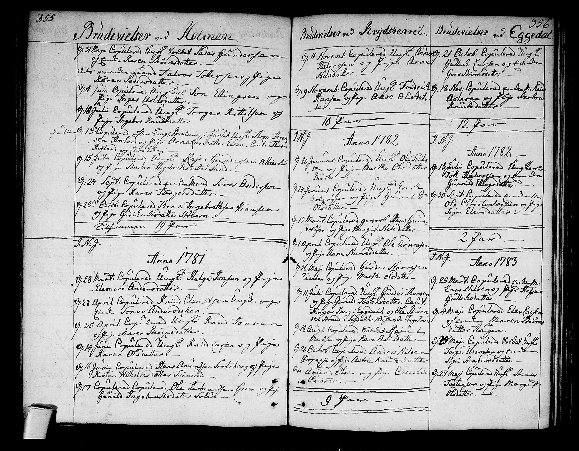 Sigdal kirkebøker, SAKO/A-245/F/Fa/L0002: Parish register (official) no. I 2, 1778-1792, p. 355-356