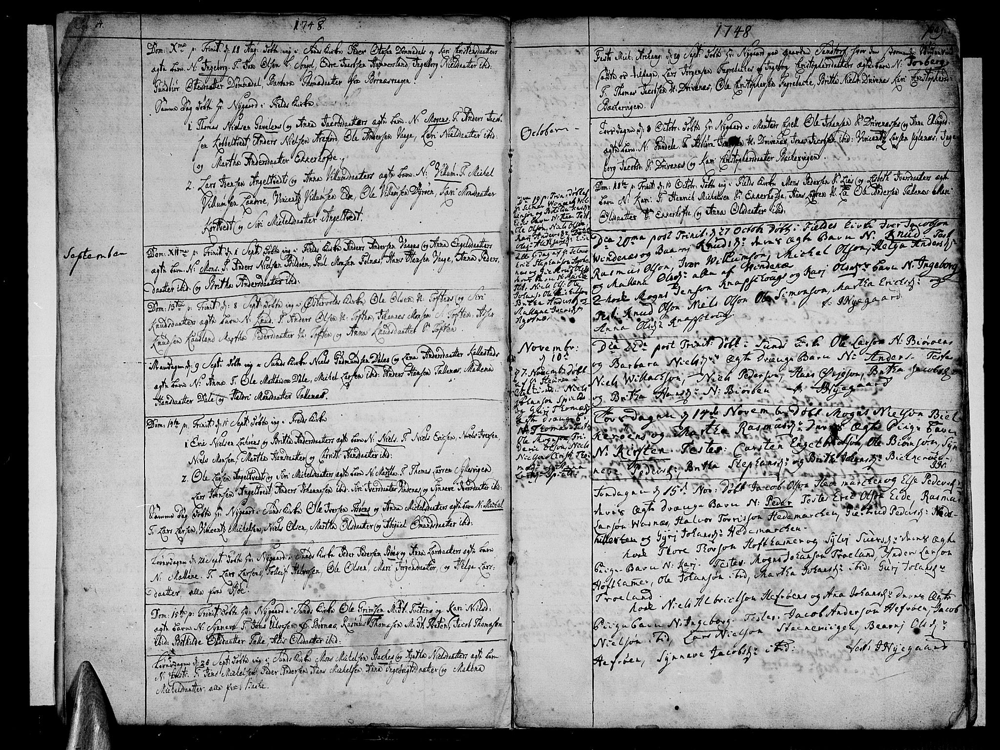 Sund sokneprestembete, AV/SAB-A-99930: Parish register (official) no. A 4, 1748-1769, p. 4-5