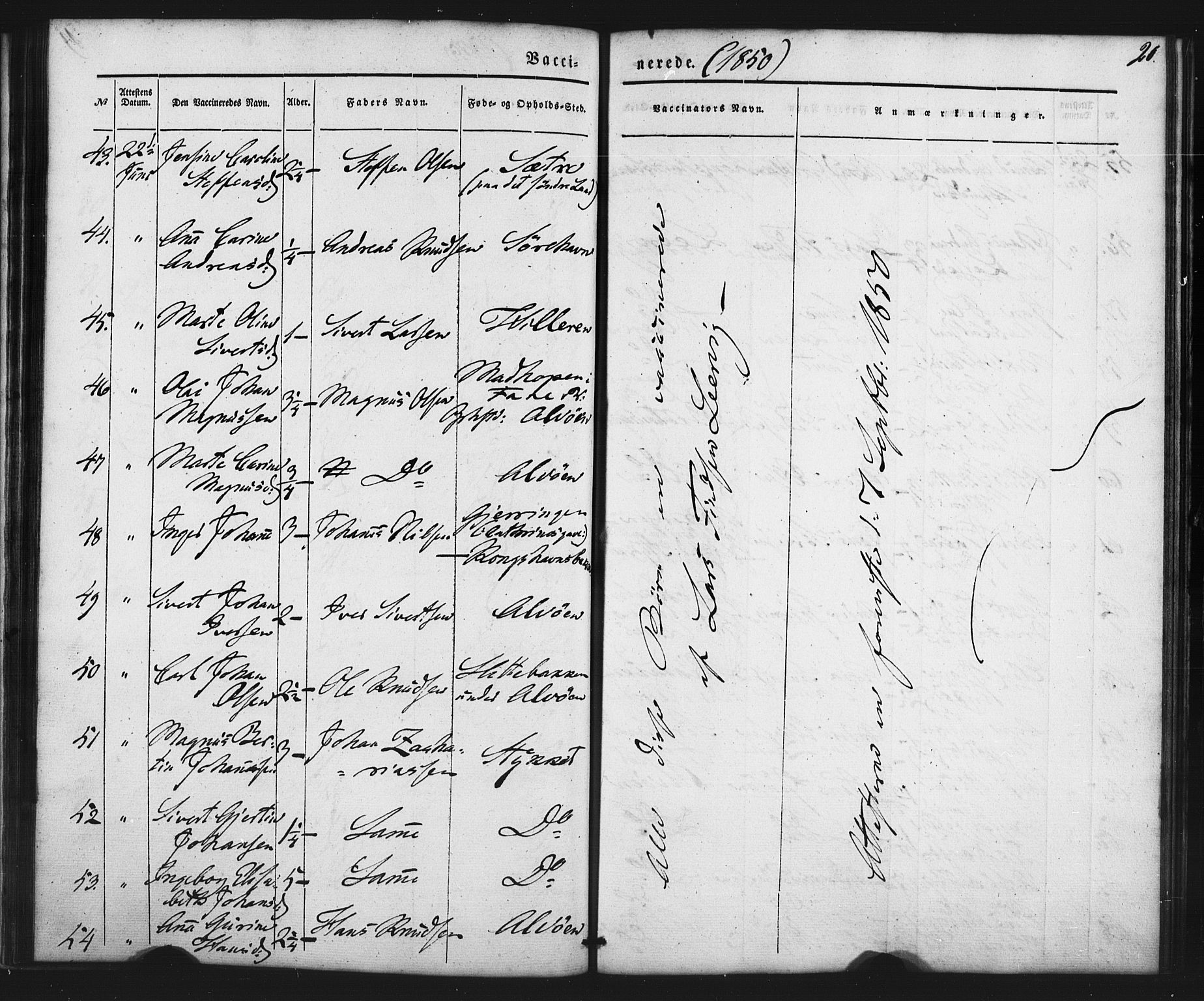 Askøy Sokneprestembete, SAB/A-74101/H/Ha/Haa/Haaa/L0011: Parish register (official) no. A 11, 1846-1856, p. 20