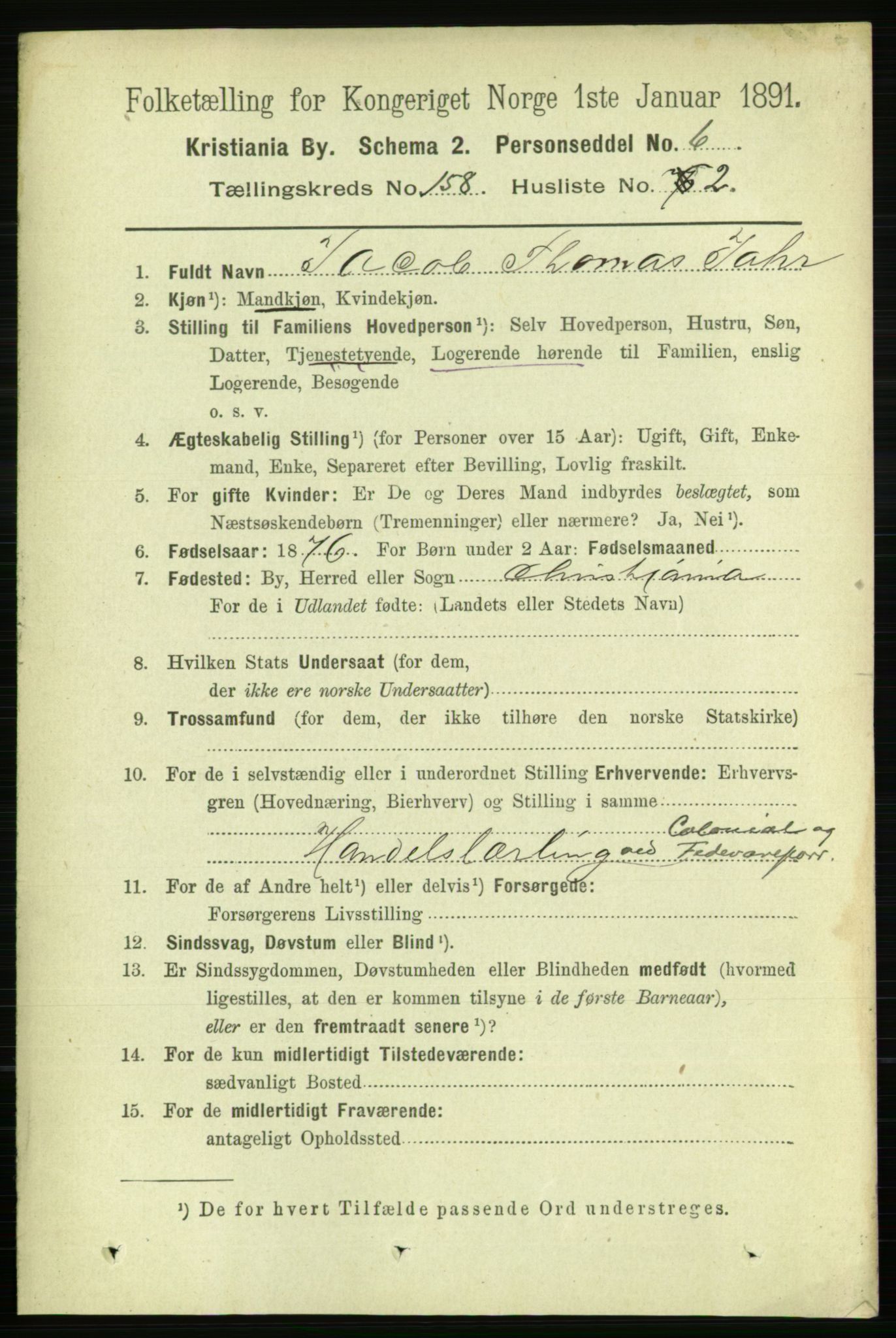 RA, 1891 census for 0301 Kristiania, 1891, p. 89662