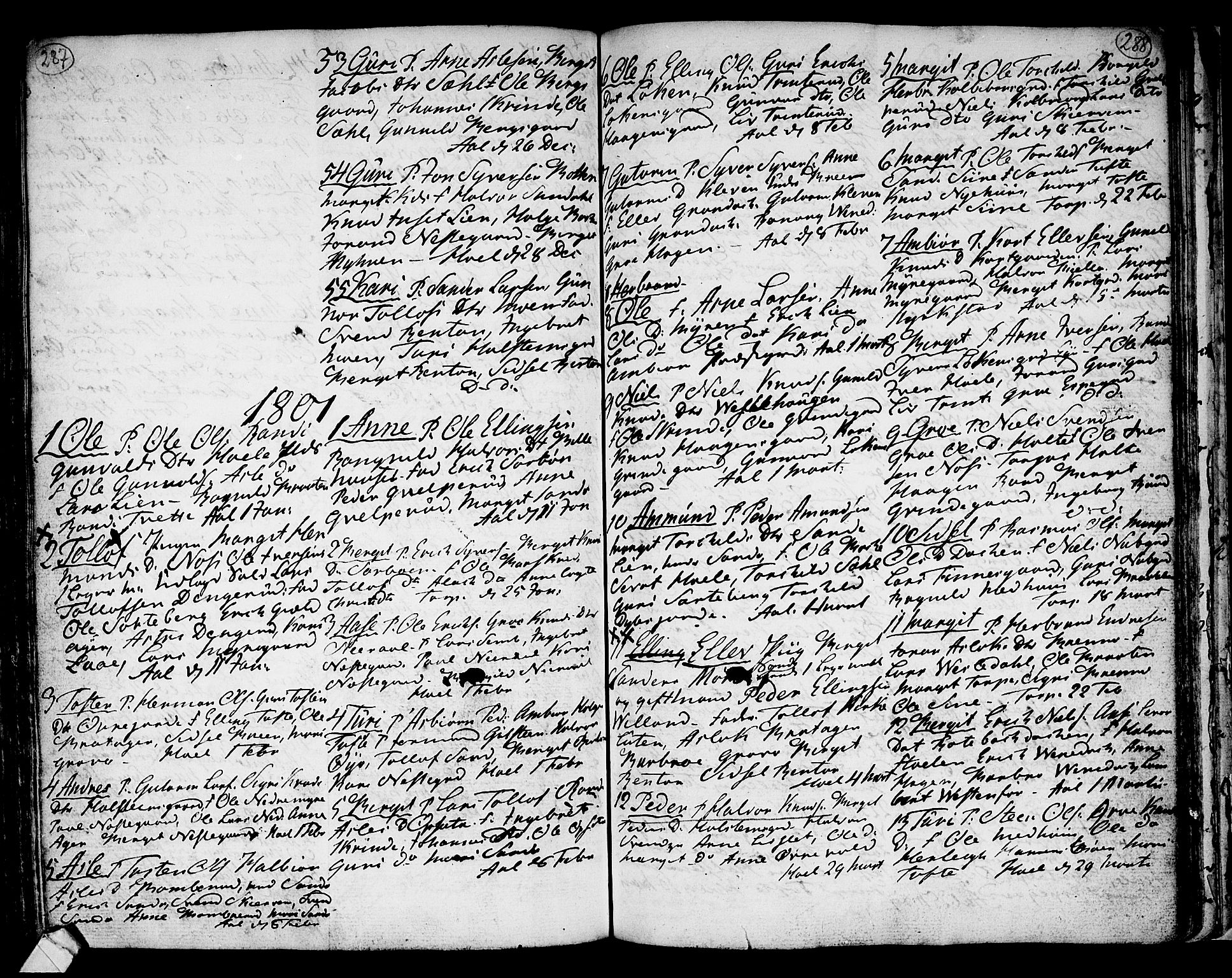 Ål kirkebøker, AV/SAKO-A-249/F/Fa/L0002: Parish register (official) no. I 2, 1771-1806, p. 287-288