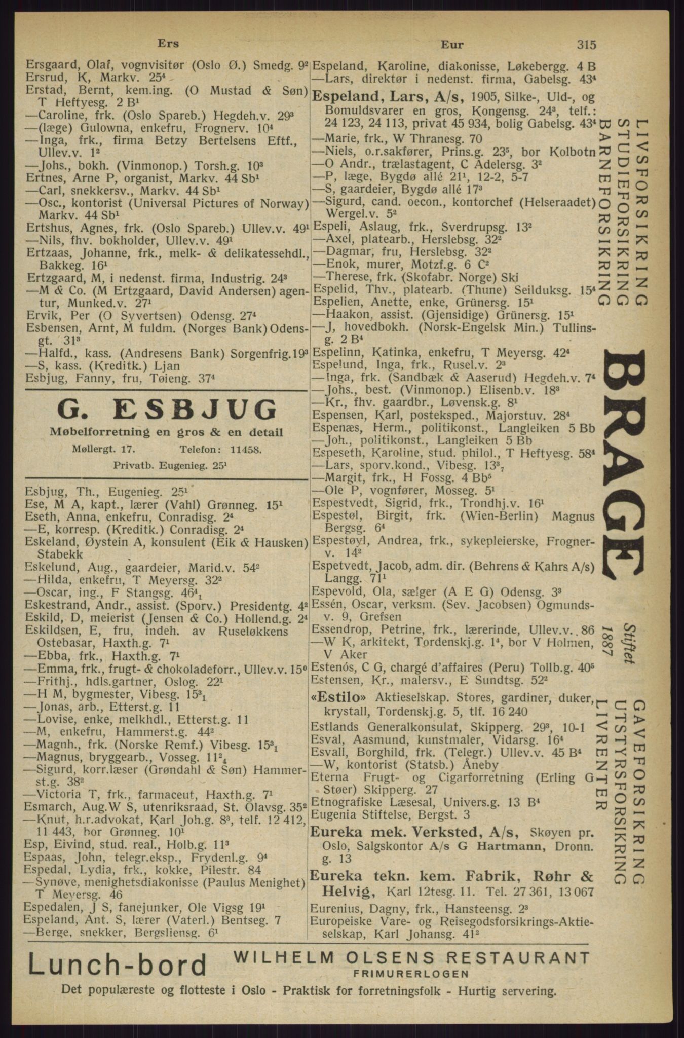 Kristiania/Oslo adressebok, PUBL/-, 1927, p. 315