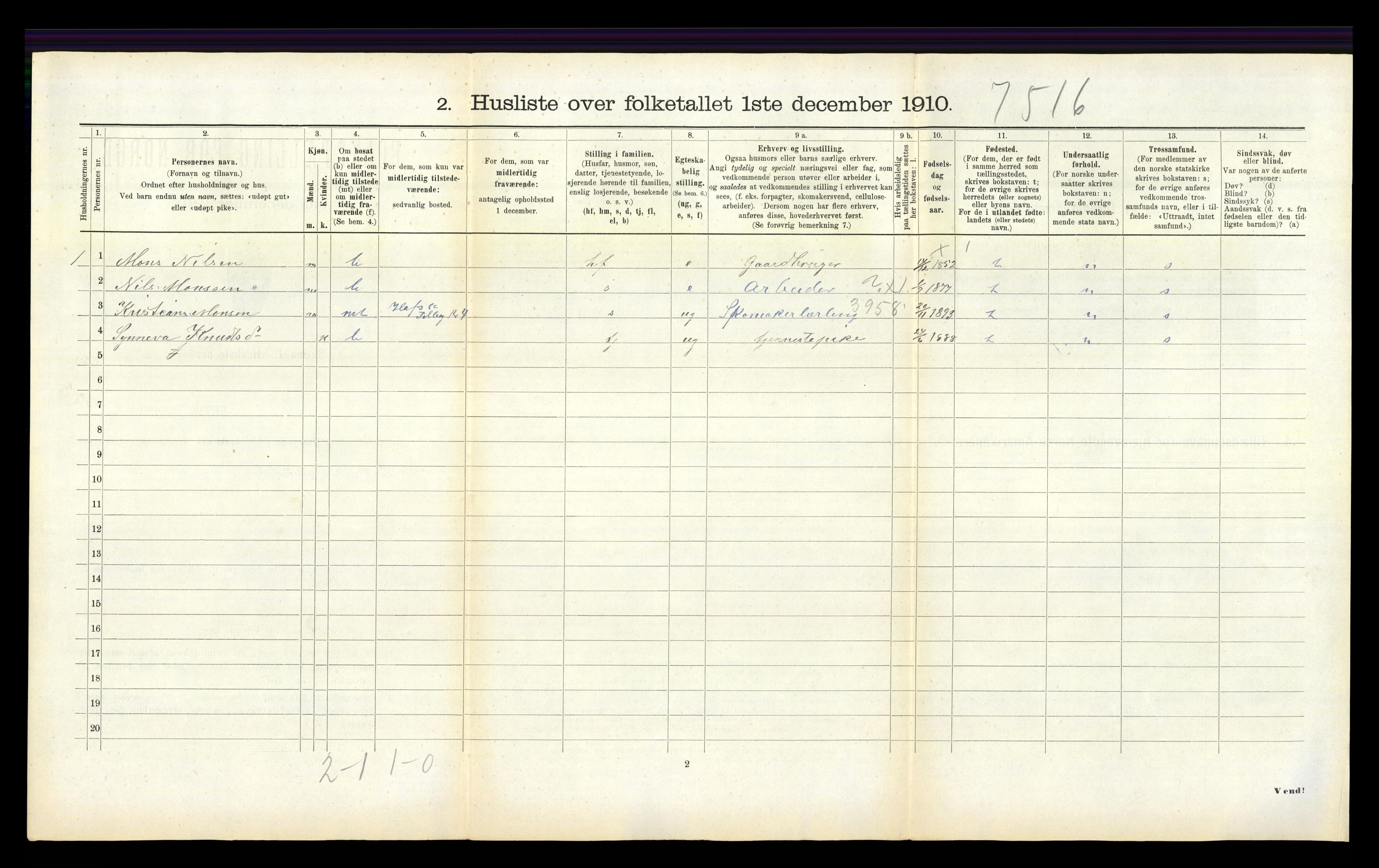 RA, 1910 census for Hafslo, 1910, p. 198