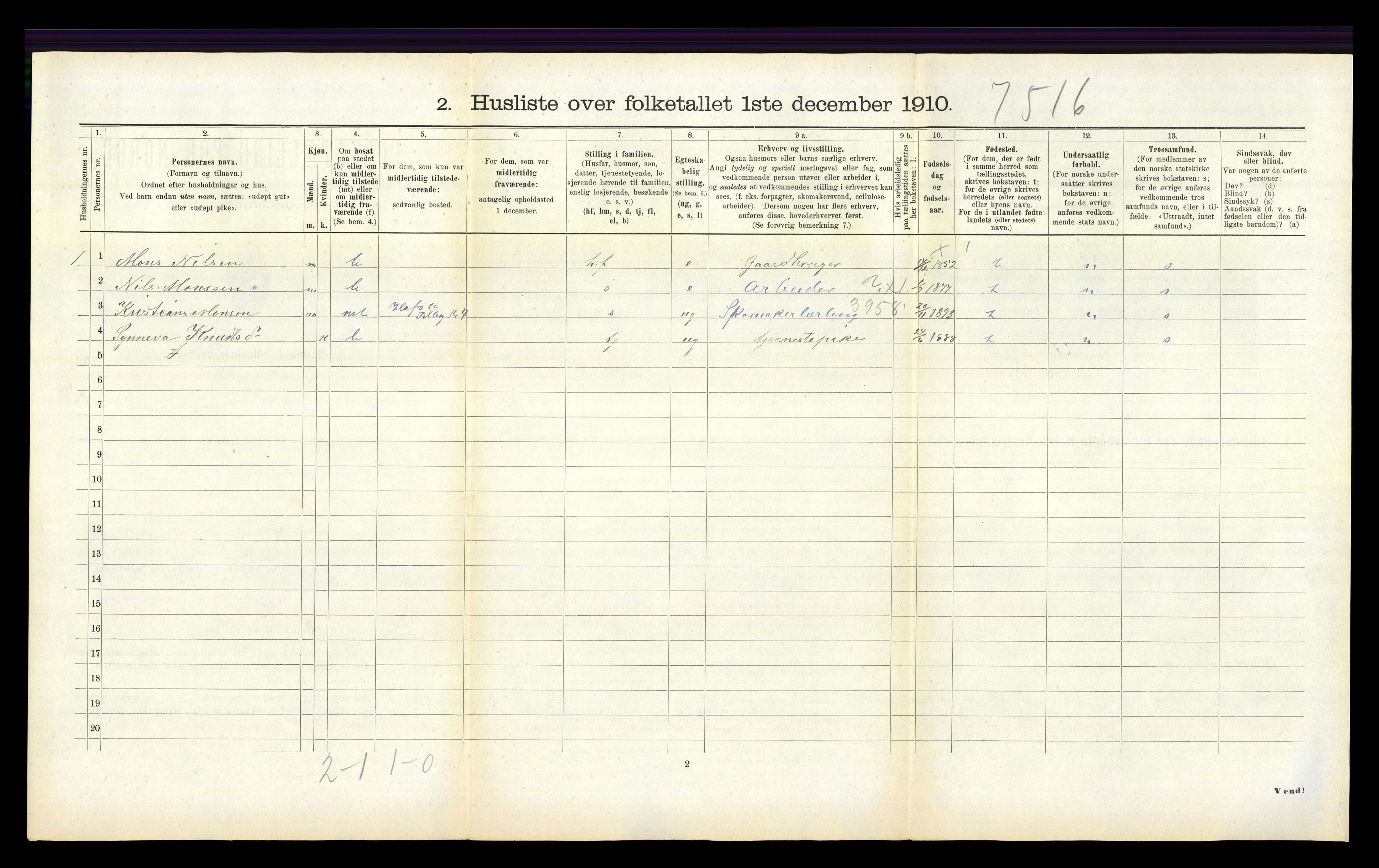 RA, 1910 census for Hafslo, 1910, p. 198