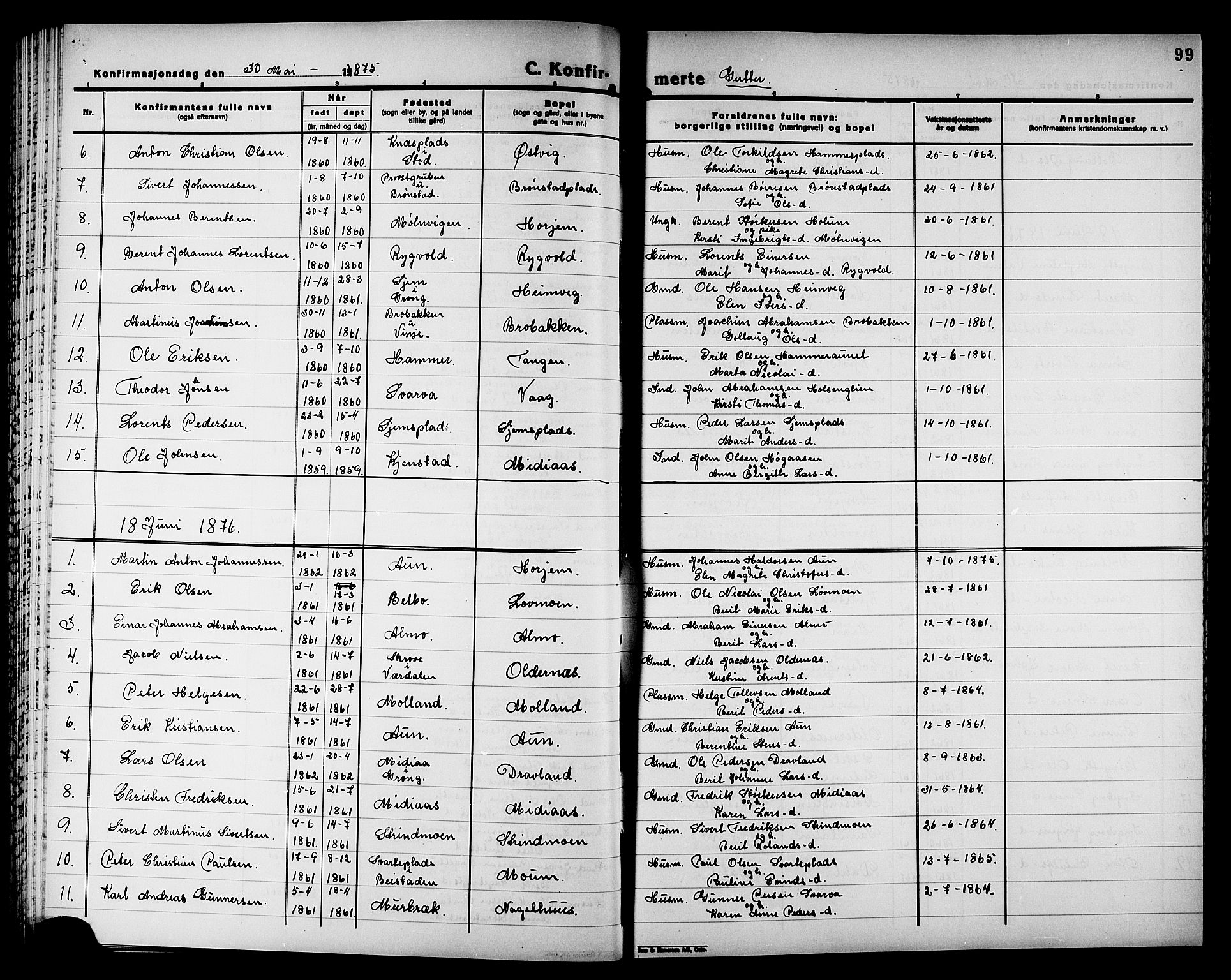 Ministerialprotokoller, klokkerbøker og fødselsregistre - Nord-Trøndelag, SAT/A-1458/749/L0486: Parish register (official) no. 749D02, 1873-1887, p. 99