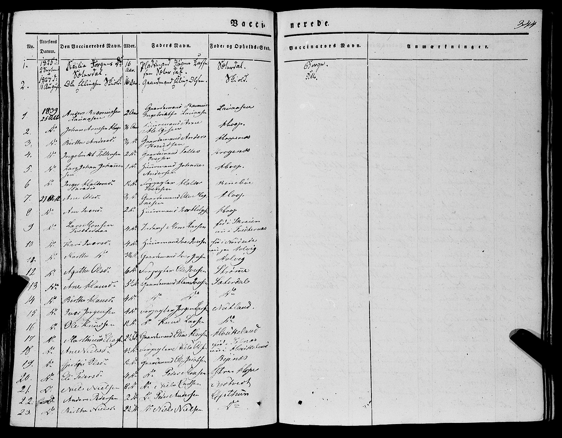 Fana Sokneprestembete, SAB/A-75101/H/Haa/Haaa/L0008: Parish register (official) no. A 8, 1829-1851, p. 344