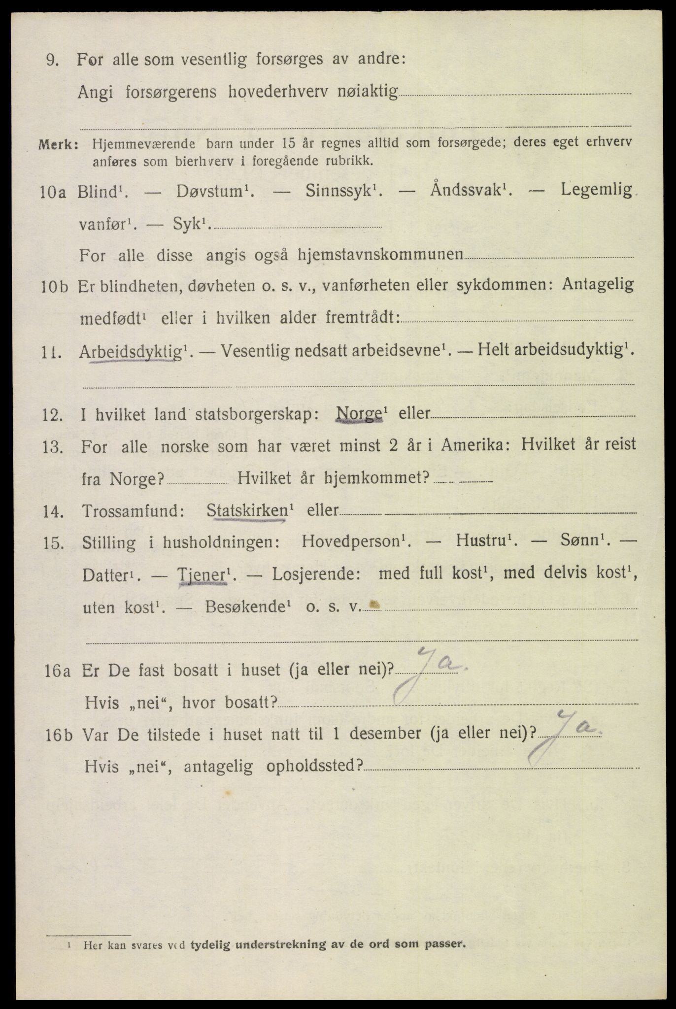 SAH, 1920 census for Gran, 1920, p. 3160