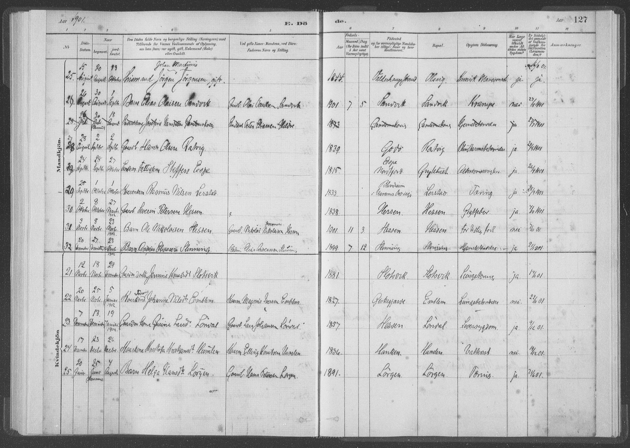 Ministerialprotokoller, klokkerbøker og fødselsregistre - Møre og Romsdal, AV/SAT-A-1454/528/L0403: Parish register (official) no. 528A13I, 1880-1947, p. 127