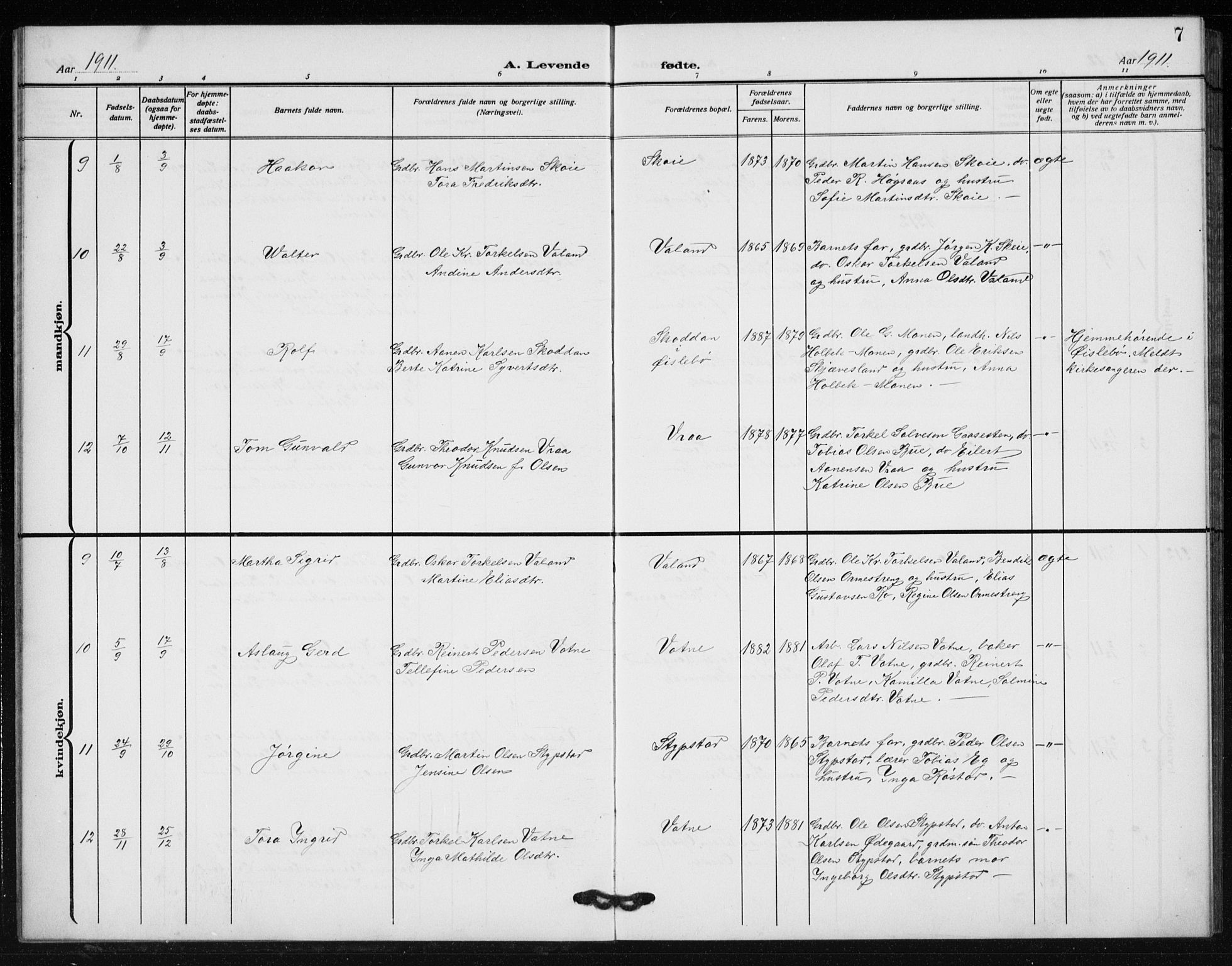 Holum sokneprestkontor, SAK/1111-0022/F/Fb/Fba/L0006: Parish register (copy) no. B 6, 1910-1936, p. 7