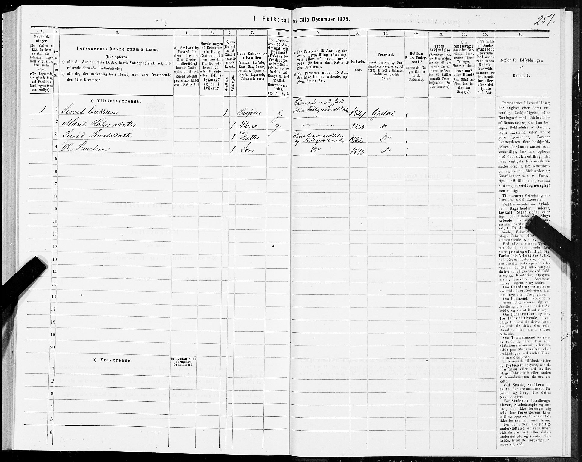 SAT, 1875 census for 1634P Oppdal, 1875, p. 2257