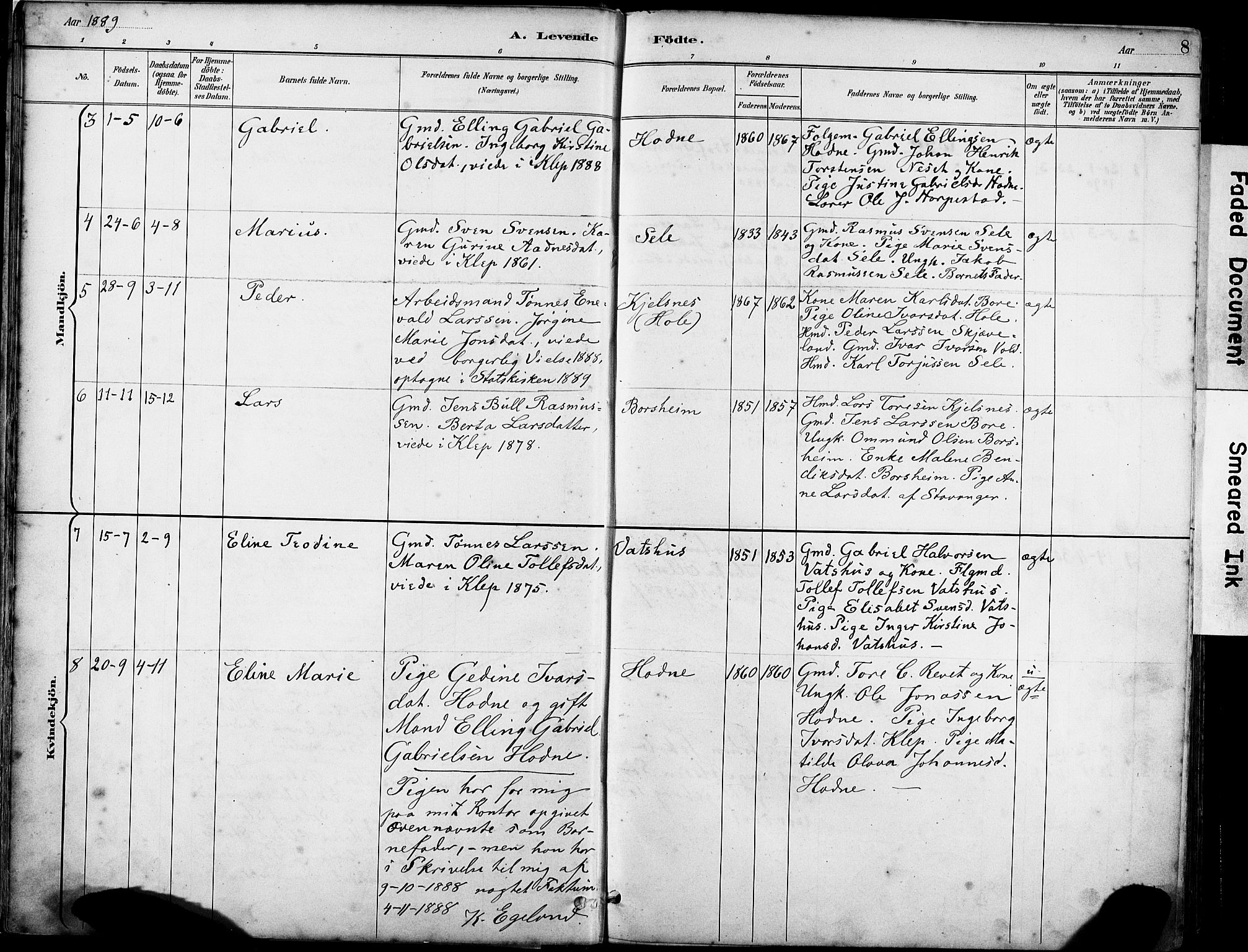 Klepp sokneprestkontor, AV/SAST-A-101803/001/3/30BA/L0008: Parish register (official) no. A 9, 1886-1919, p. 8