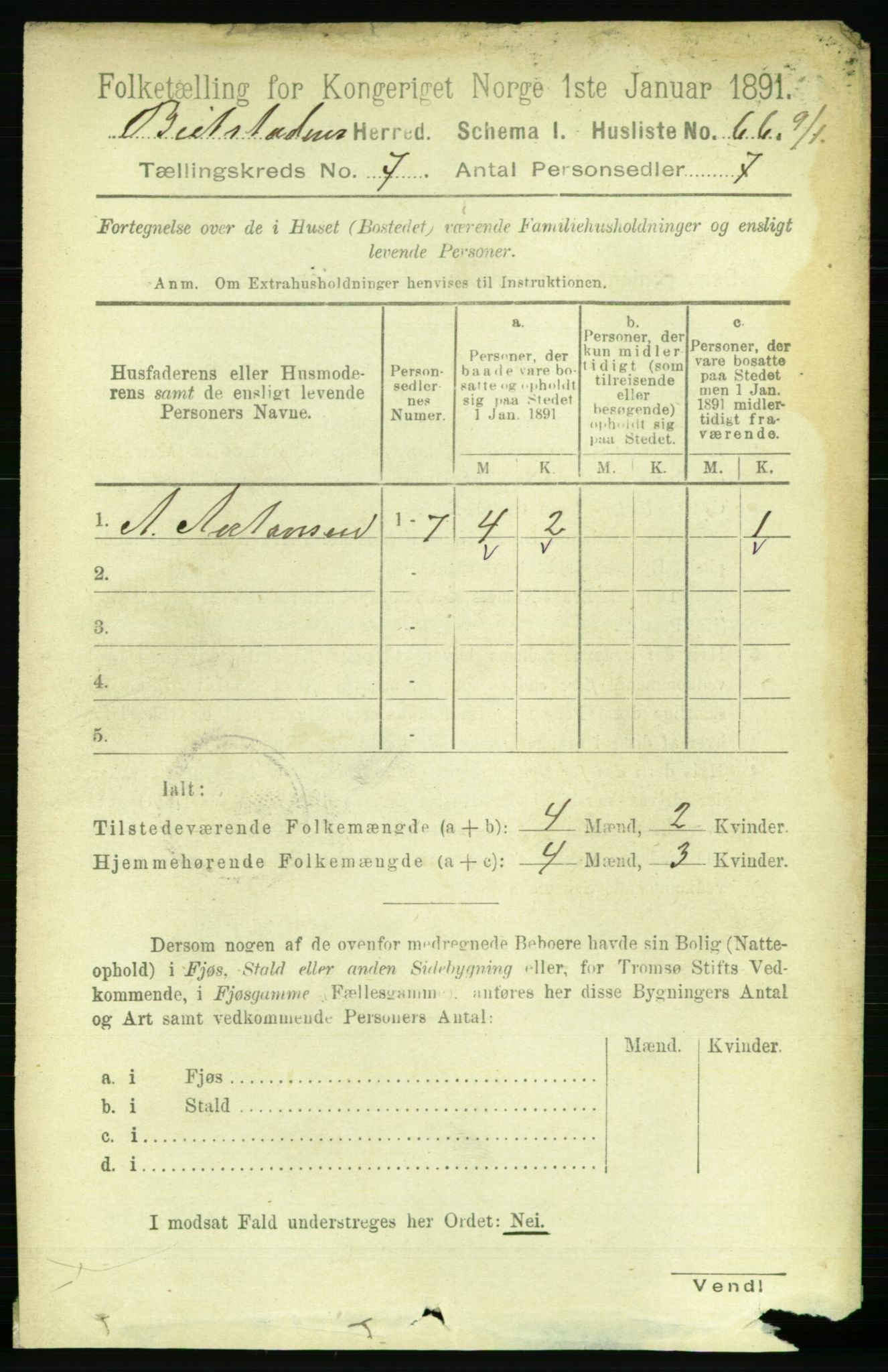 RA, 1891 census for 1727 Beitstad, 1891, p. 1741