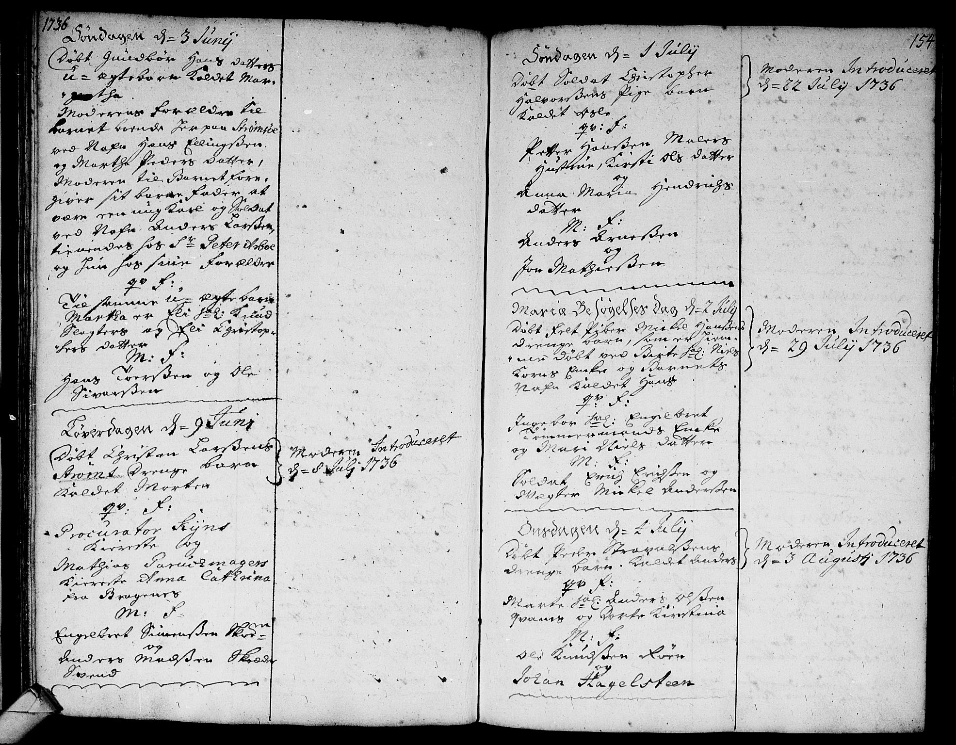 Strømsø kirkebøker, AV/SAKO-A-246/F/Fa/L0005: Parish register (official) no. I 5, 1734-1739, p. 154