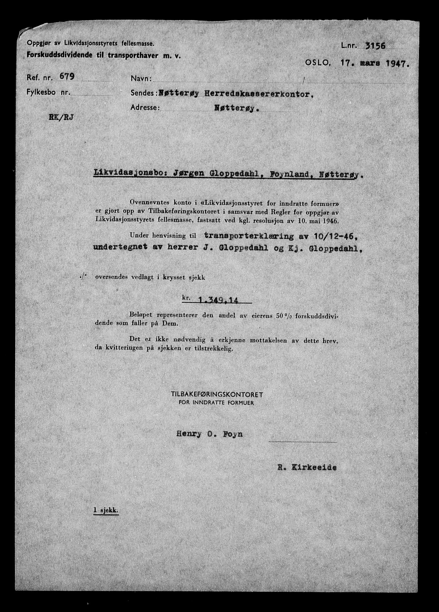 Justisdepartementet, Tilbakeføringskontoret for inndratte formuer, AV/RA-S-1564/H/Hc/Hcd/L0995: --, 1945-1947, p. 784