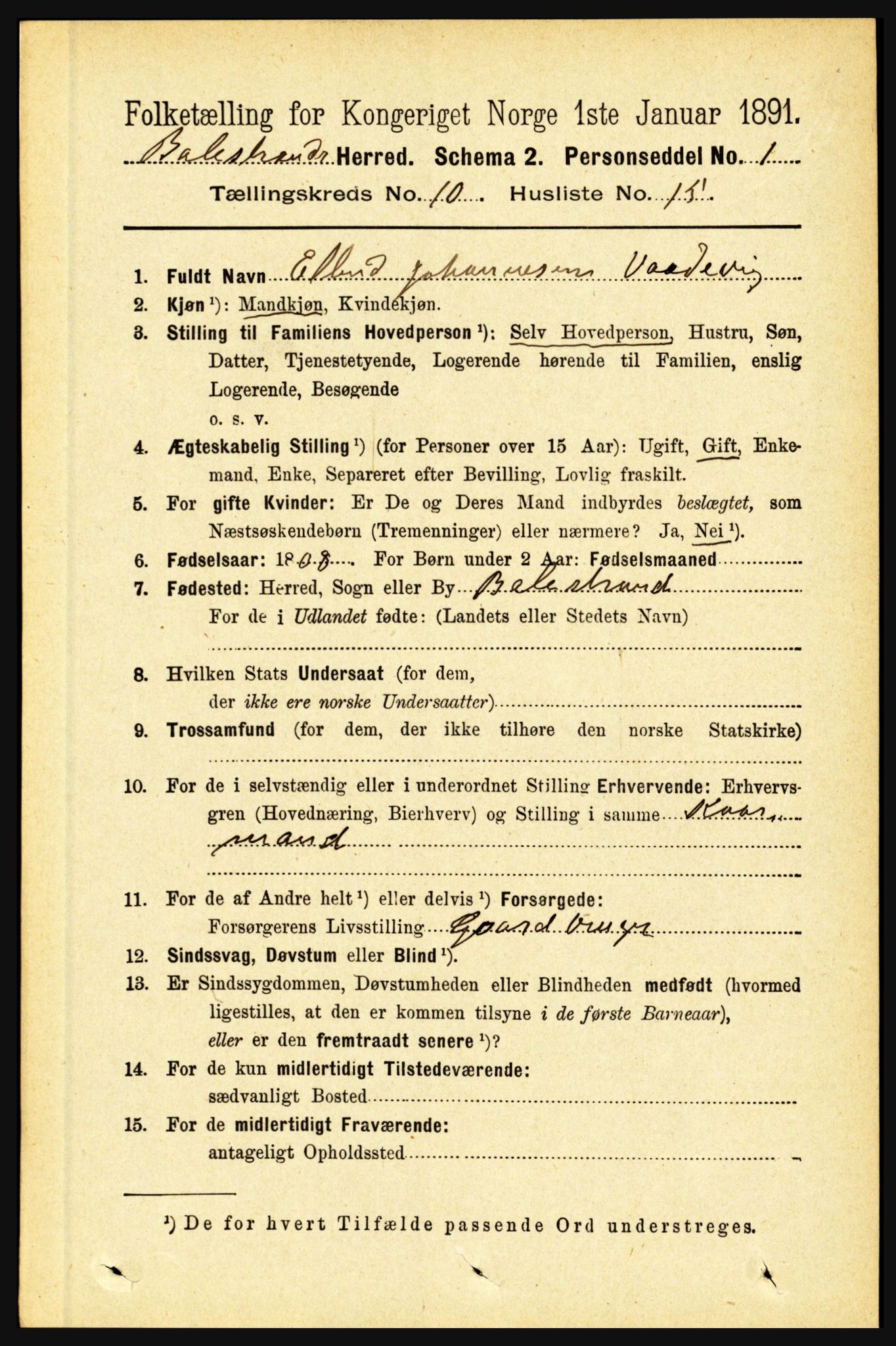 RA, 1891 census for 1418 Balestrand, 1891, p. 2343
