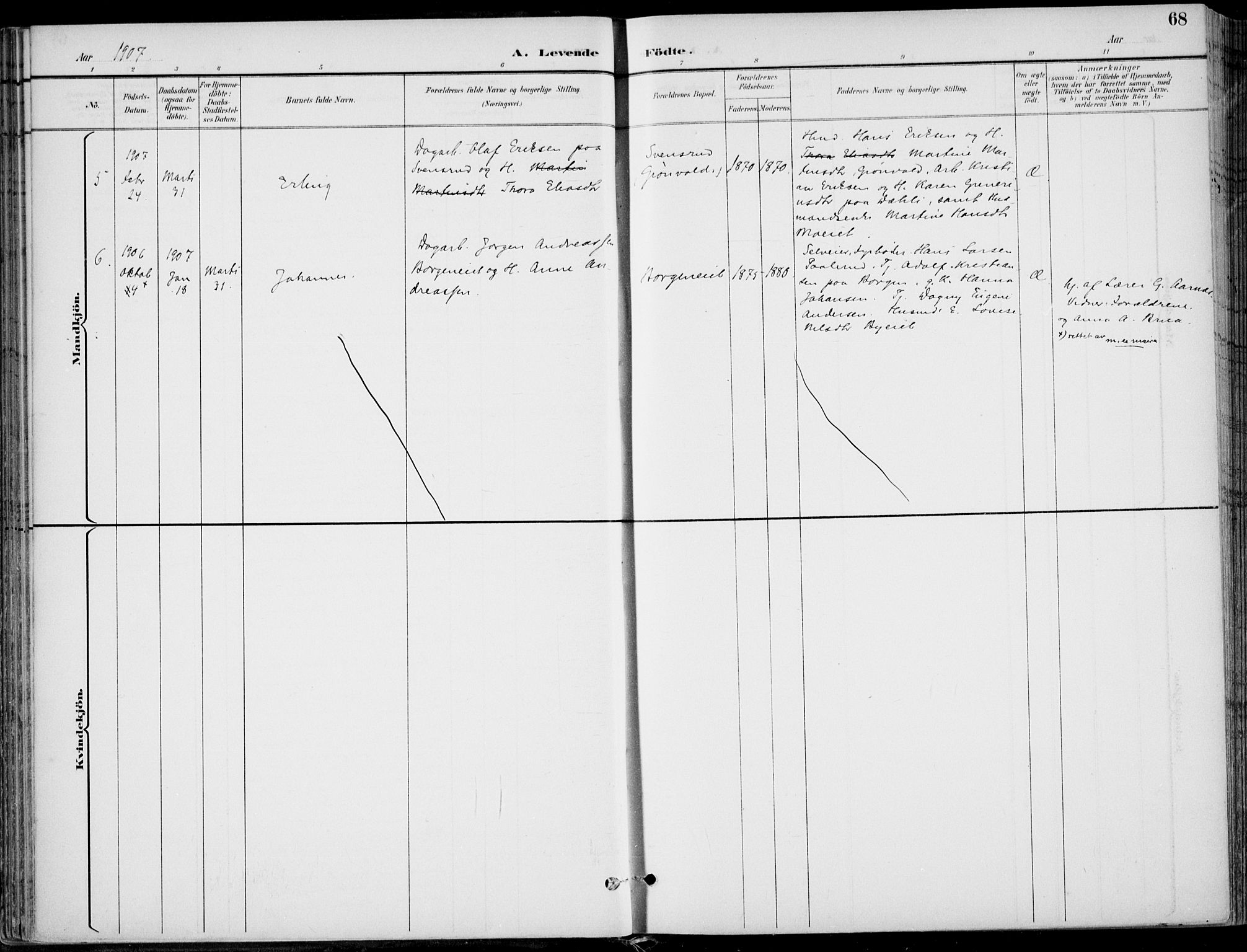 Hole kirkebøker, AV/SAKO-A-228/F/Fa/L0009: Parish register (official) no. I 9, 1892-1907, p. 68