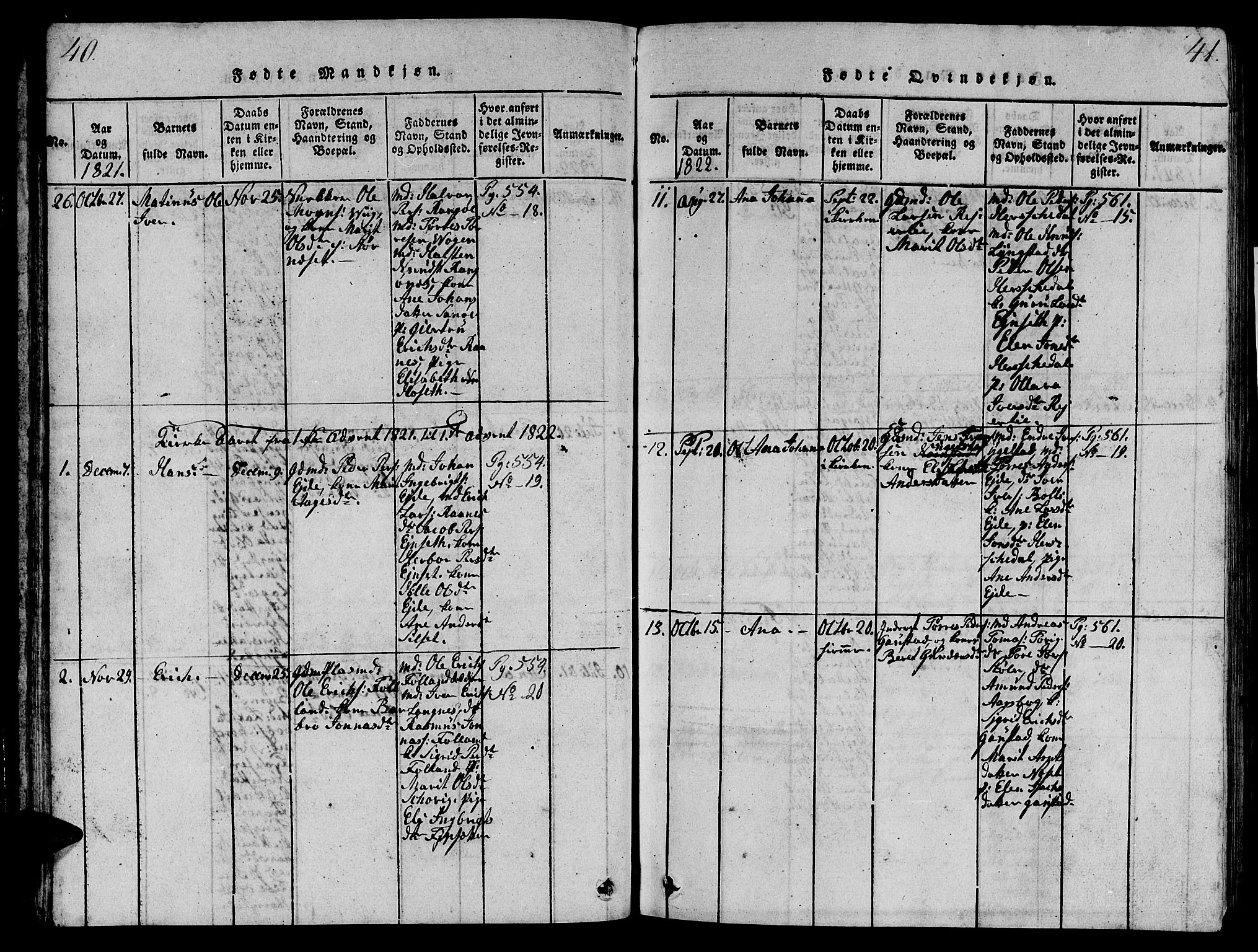 Ministerialprotokoller, klokkerbøker og fødselsregistre - Møre og Romsdal, AV/SAT-A-1454/570/L0831: Parish register (official) no. 570A05, 1819-1829, p. 40-41