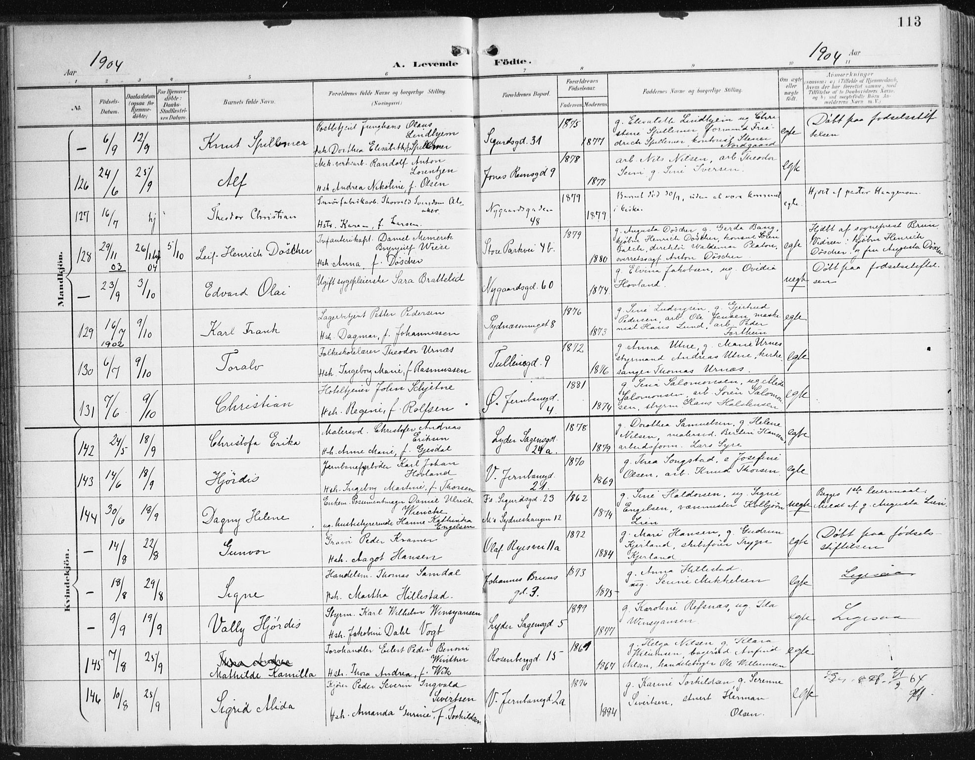 Johanneskirken sokneprestembete, AV/SAB-A-76001/H/Haa/L0002: Parish register (official) no. A 2, 1900-1912, p. 113