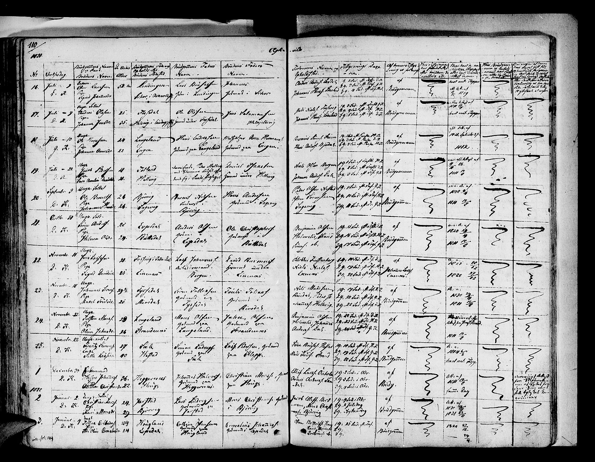 Fjaler sokneprestembete, SAB/A-79801/H/Haa/Haaa/L0005: Parish register (official) no. A 5, 1821-1835, p. 110