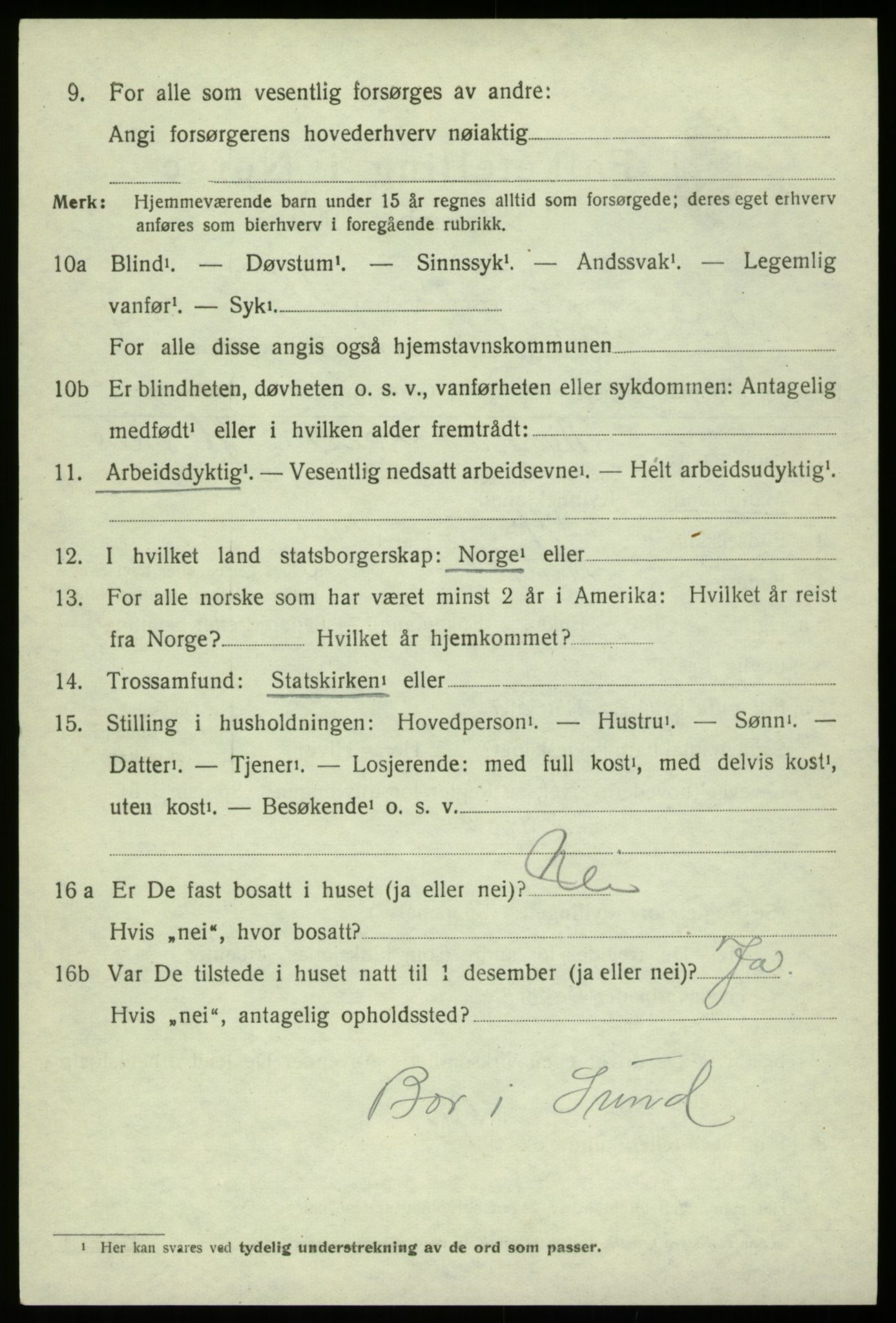 SAB, 1920 census for Hosanger, 1920, p. 2302