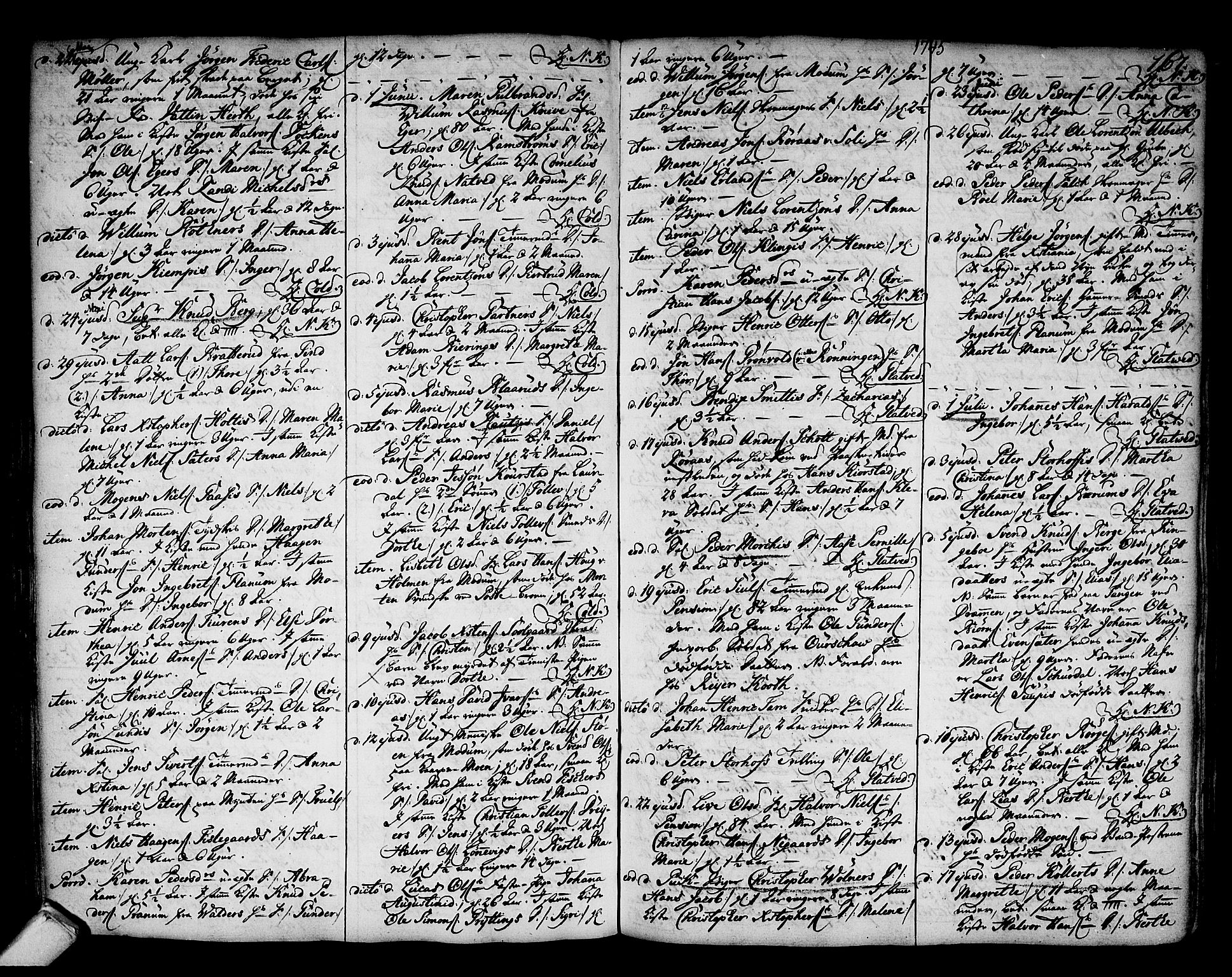 Kongsberg kirkebøker, AV/SAKO-A-22/F/Fa/L0003: Parish register (official) no. I 3, 1744-1755, p. 167