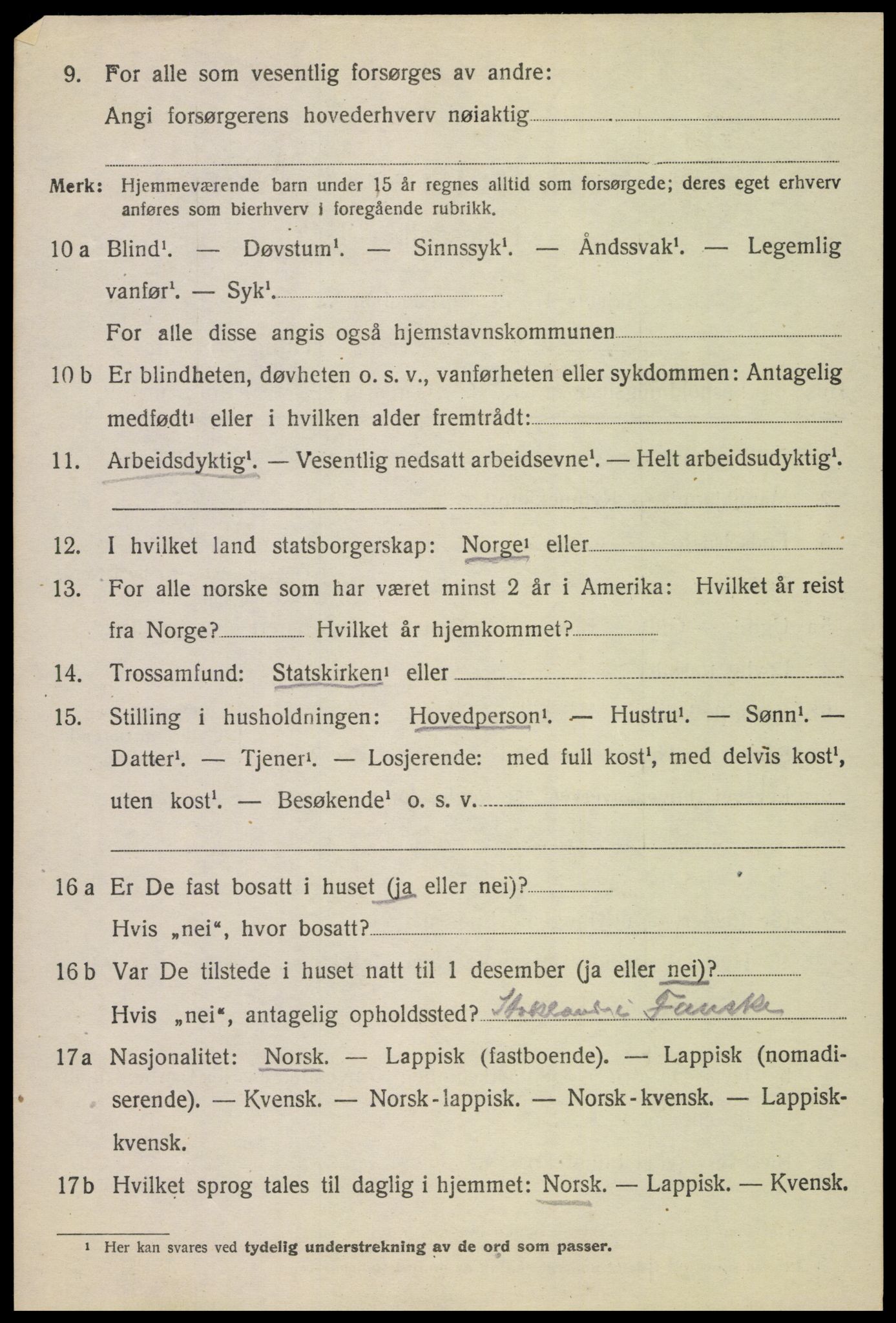 SAT, 1920 census for Skjerstad, 1920, p. 2124