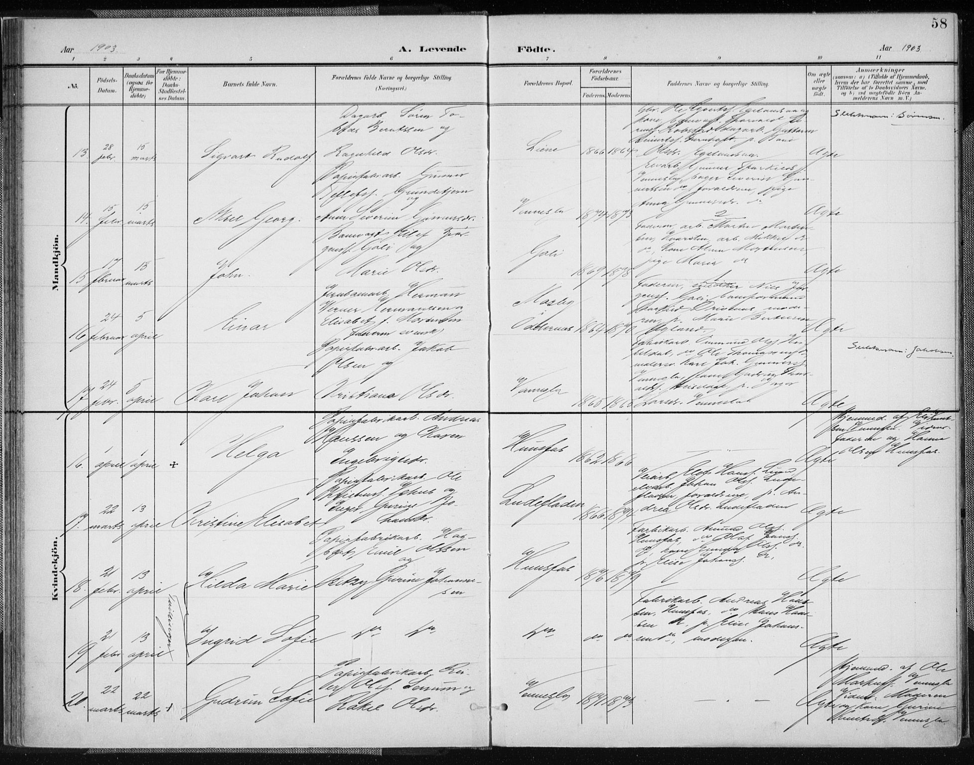 Vennesla sokneprestkontor, AV/SAK-1111-0045/Fa/Fab/L0005: Parish register (official) no. A 5, 1897-1909, p. 58