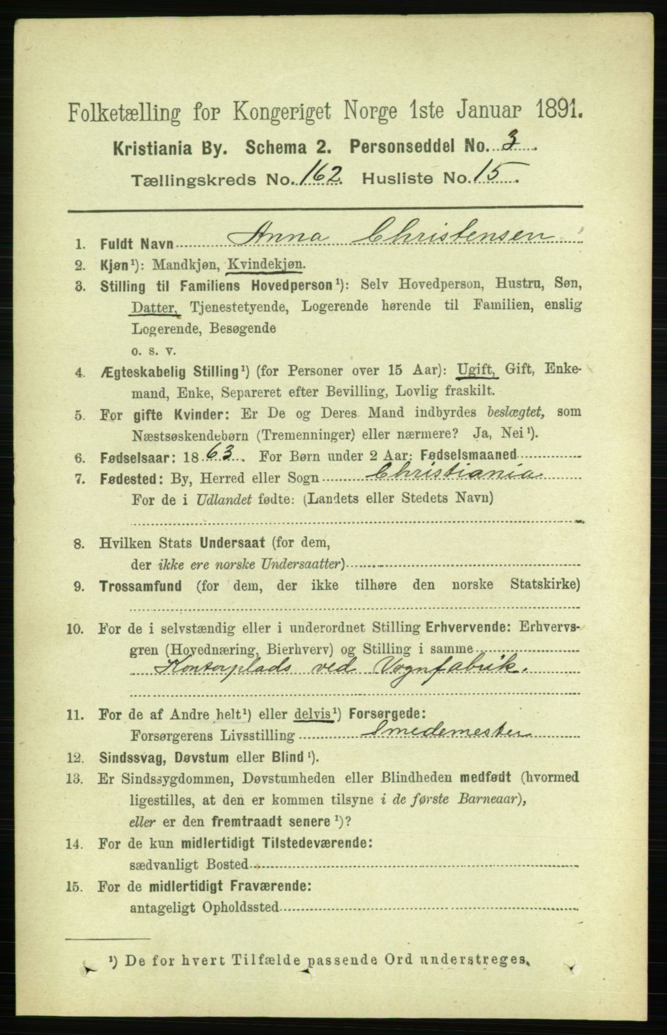 RA, 1891 census for 0301 Kristiania, 1891, p. 93285