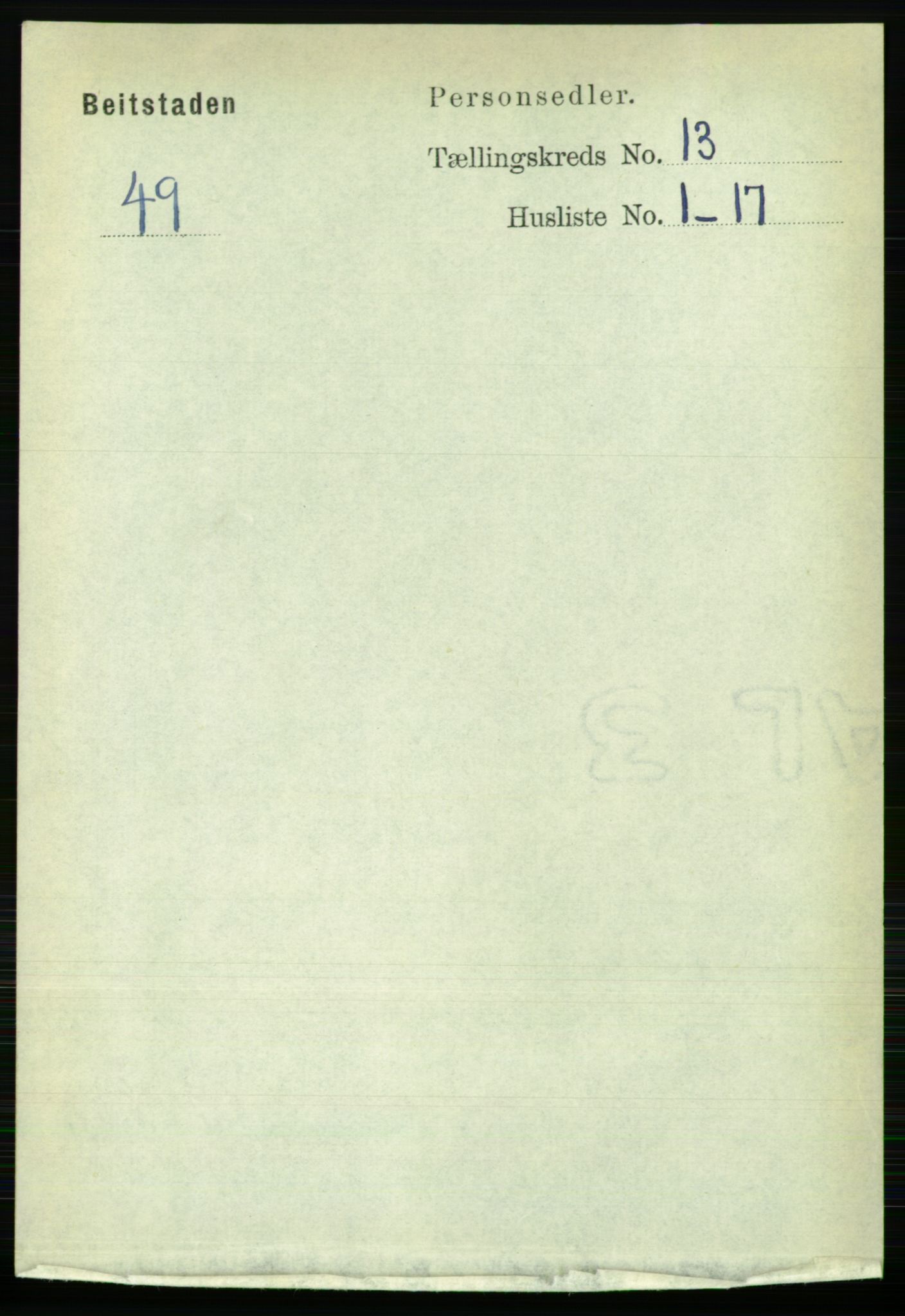 RA, 1891 census for 1727 Beitstad, 1891, p. 3600