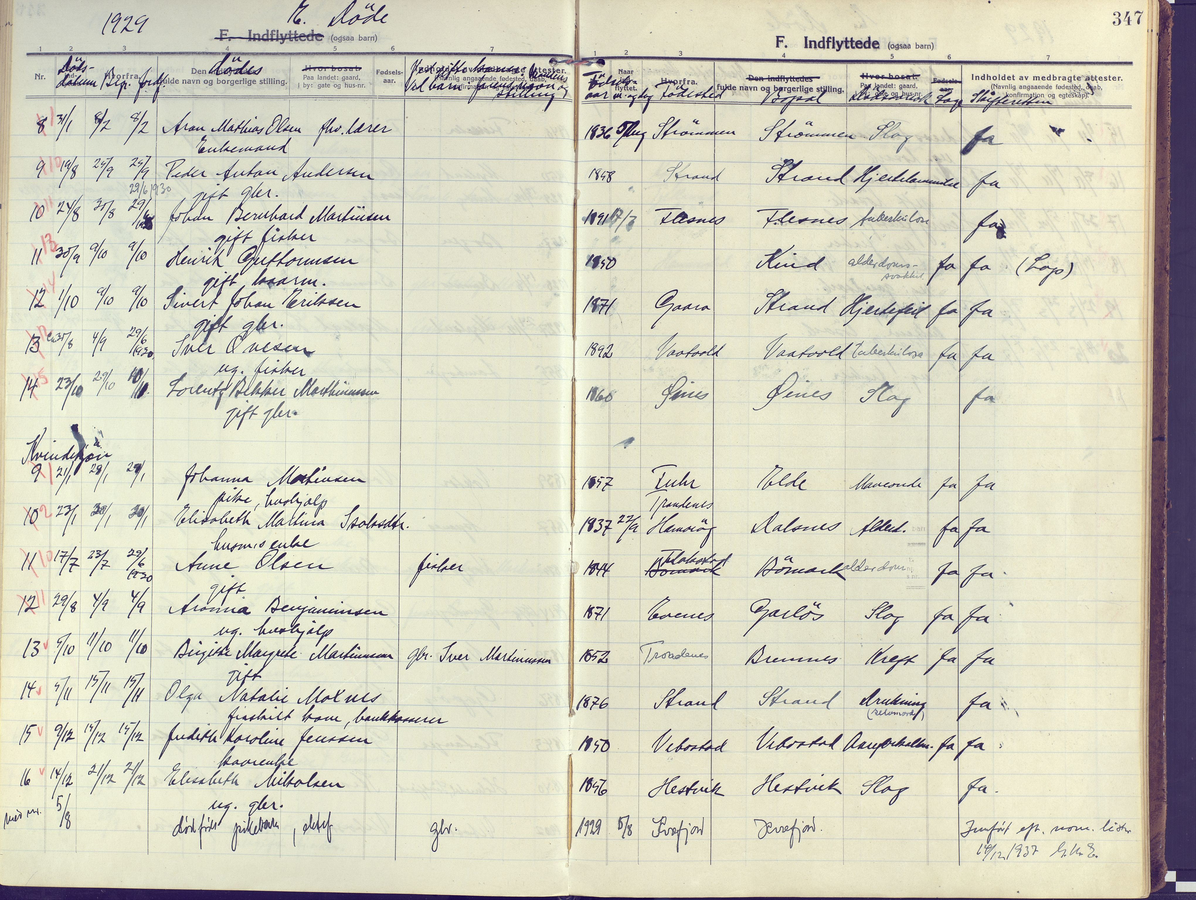 Kvæfjord sokneprestkontor, AV/SATØ-S-1323/G/Ga/Gaa/L0007kirke: Parish register (official) no. 7, 1915-1931, p. 347