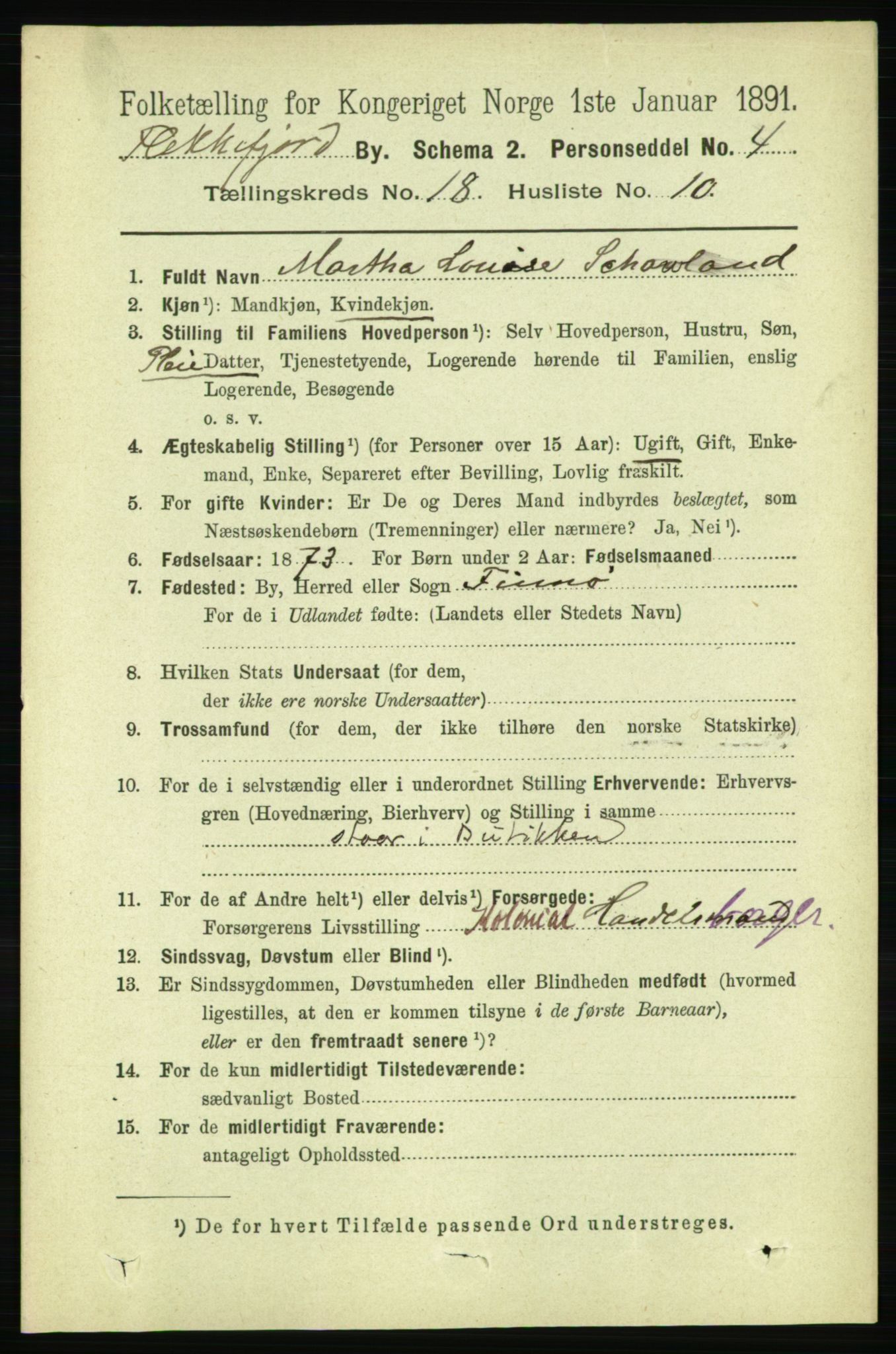 RA, 1891 census for 1004 Flekkefjord, 1891, p. 2314