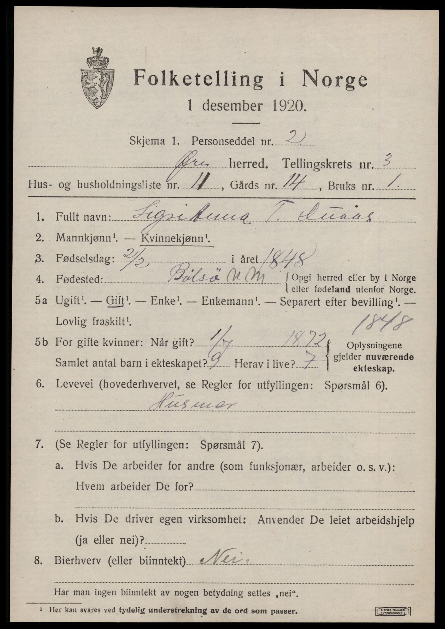 SAT, 1920 census for Øre, 1920, p. 1713