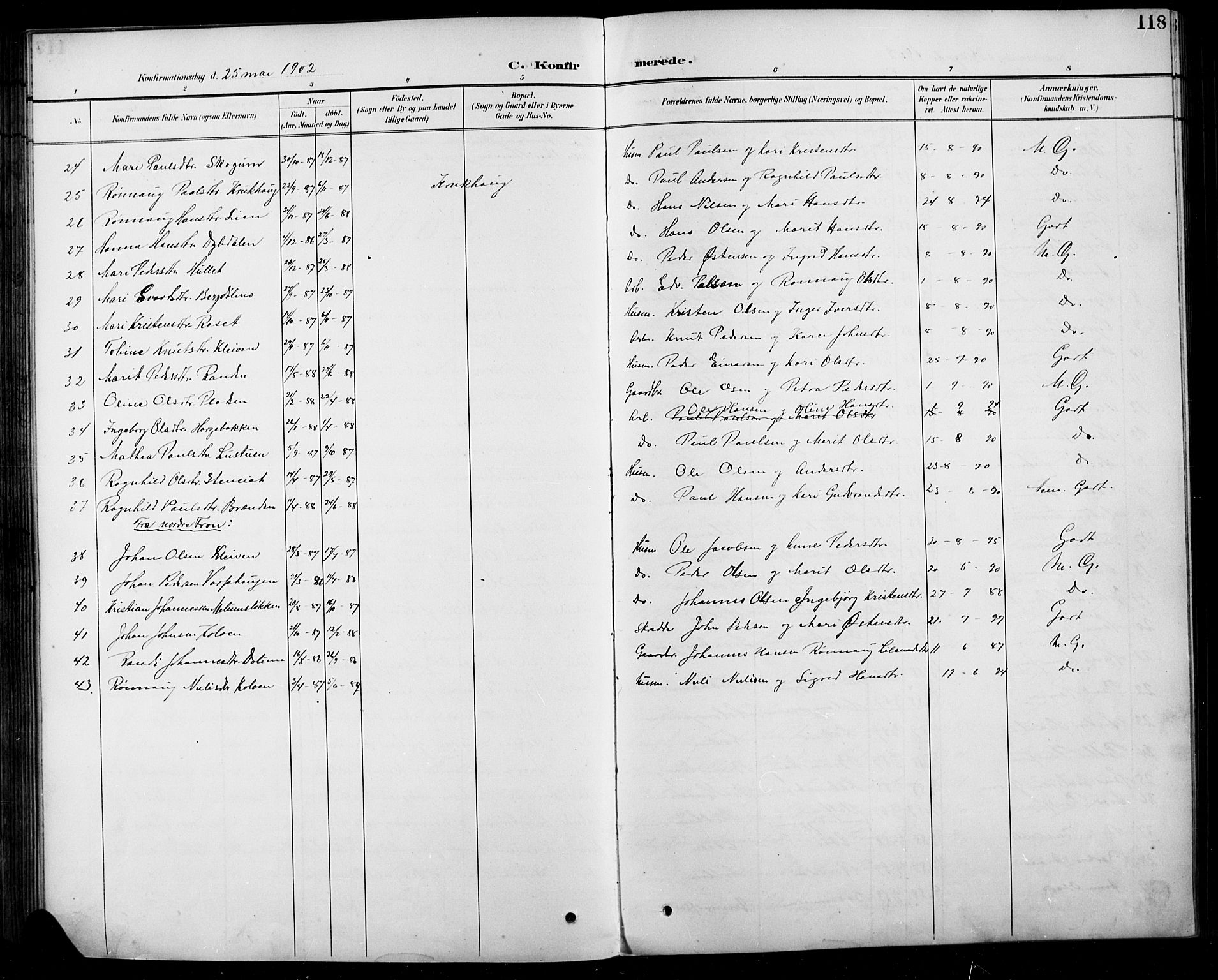 Sel prestekontor, SAH/PREST-074/H/Ha/Hab/L0005: Parish register (copy) no. 5, 1894-1923, p. 118