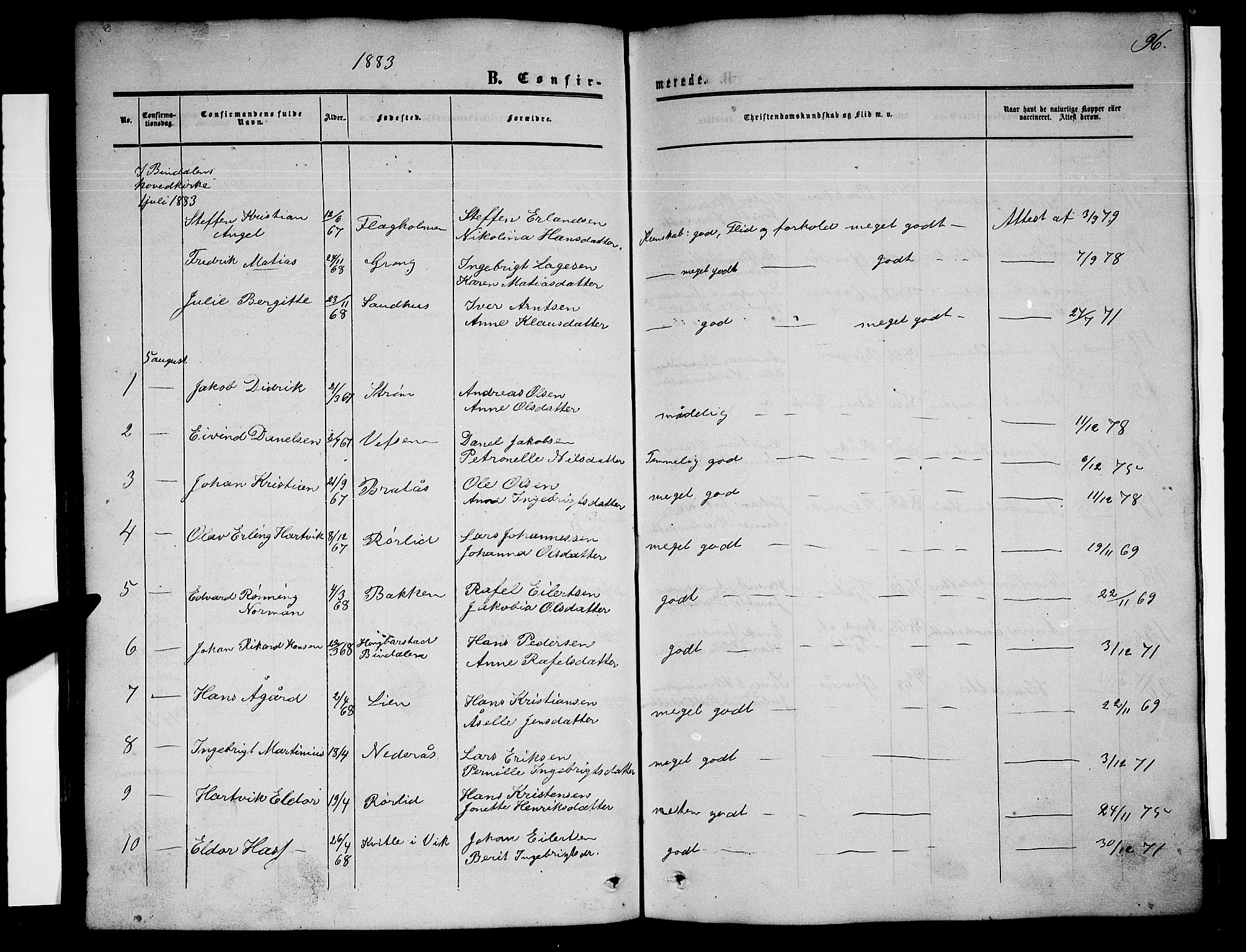 Ministerialprotokoller, klokkerbøker og fødselsregistre - Nordland, AV/SAT-A-1459/814/L0229: Parish register (copy) no. 814C02, 1859-1883, p. 96